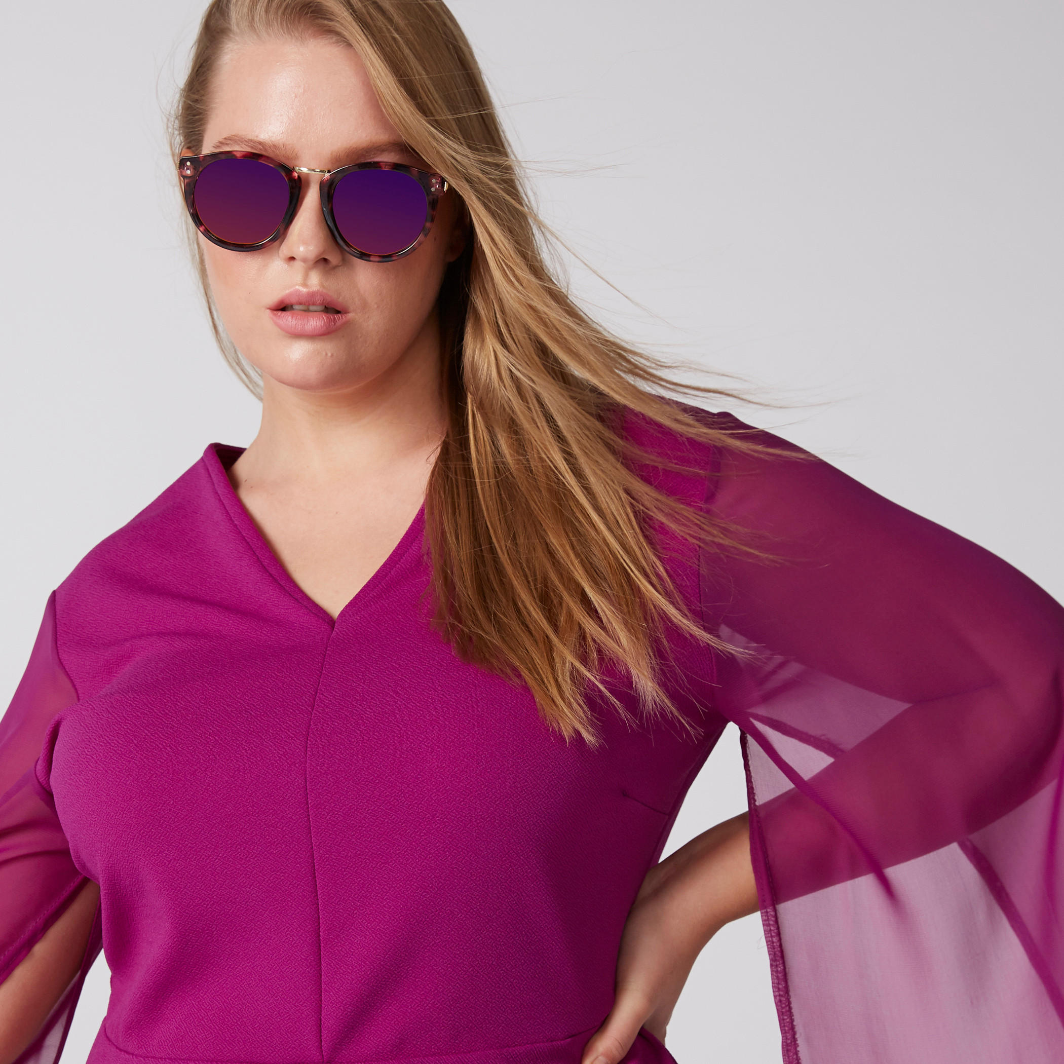 فستان ميدي بياقة V وأكمام طويلة-women-clothing-dresses-image-2