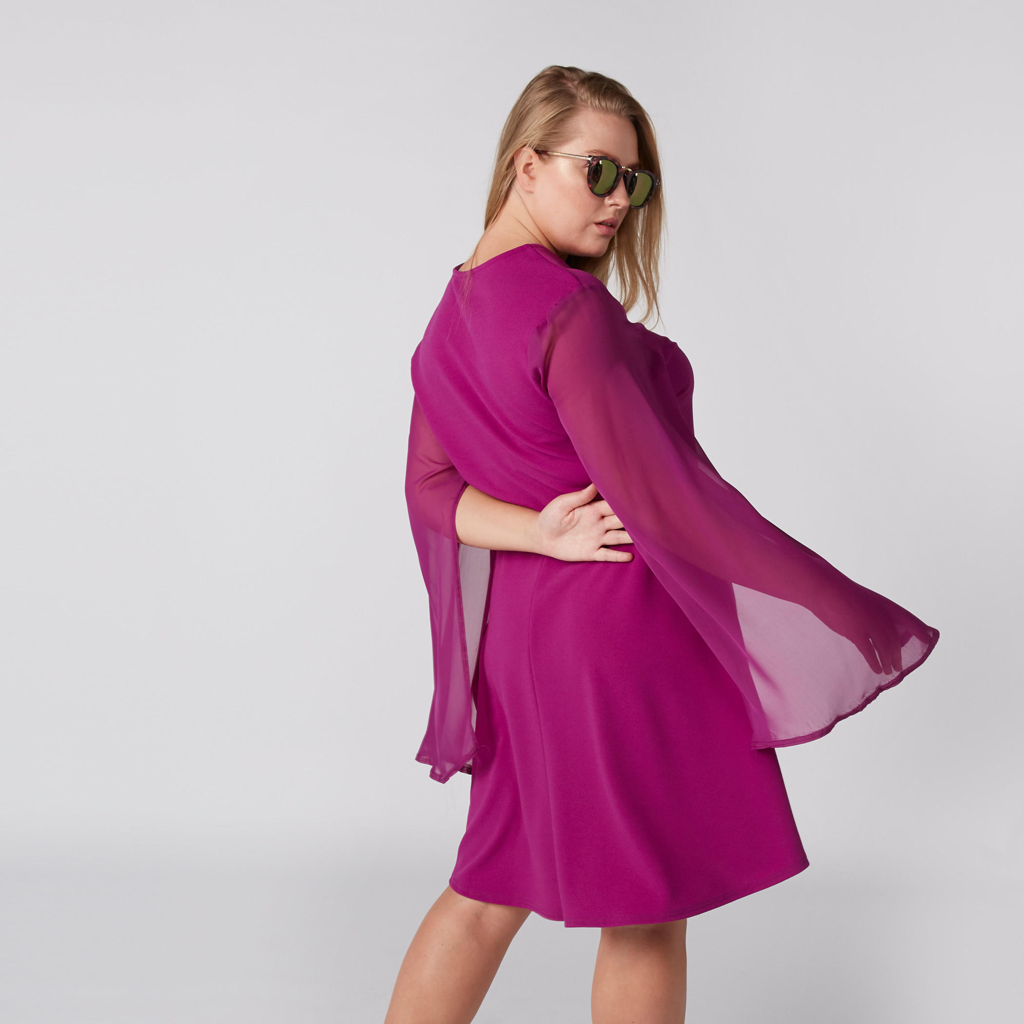 فستان ميدي بياقة V وأكمام طويلة-women-clothing-dresses-image-4