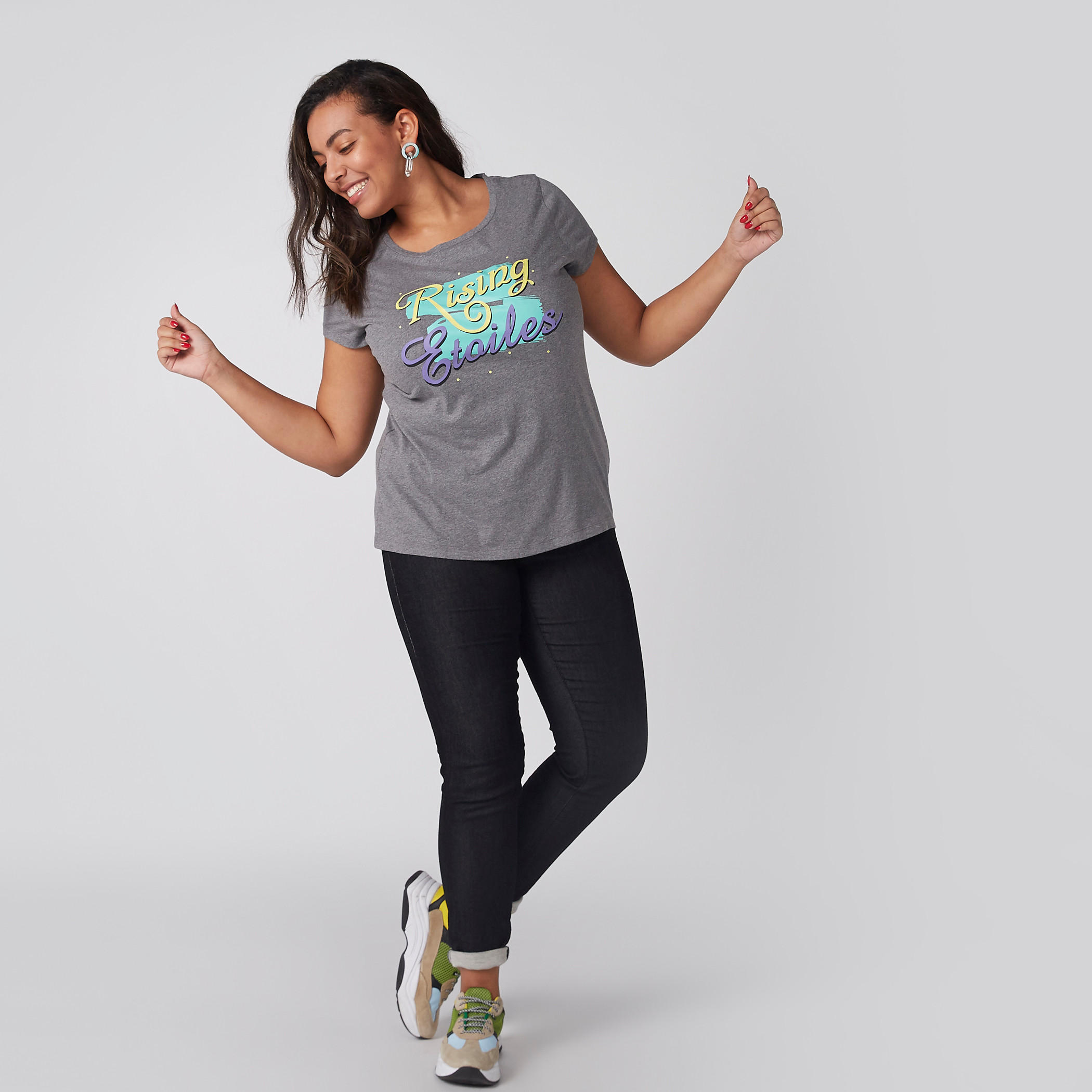 Printed T-Shirt with Round Neck and Short Sleeves-women-clothing-tshirts-image-2