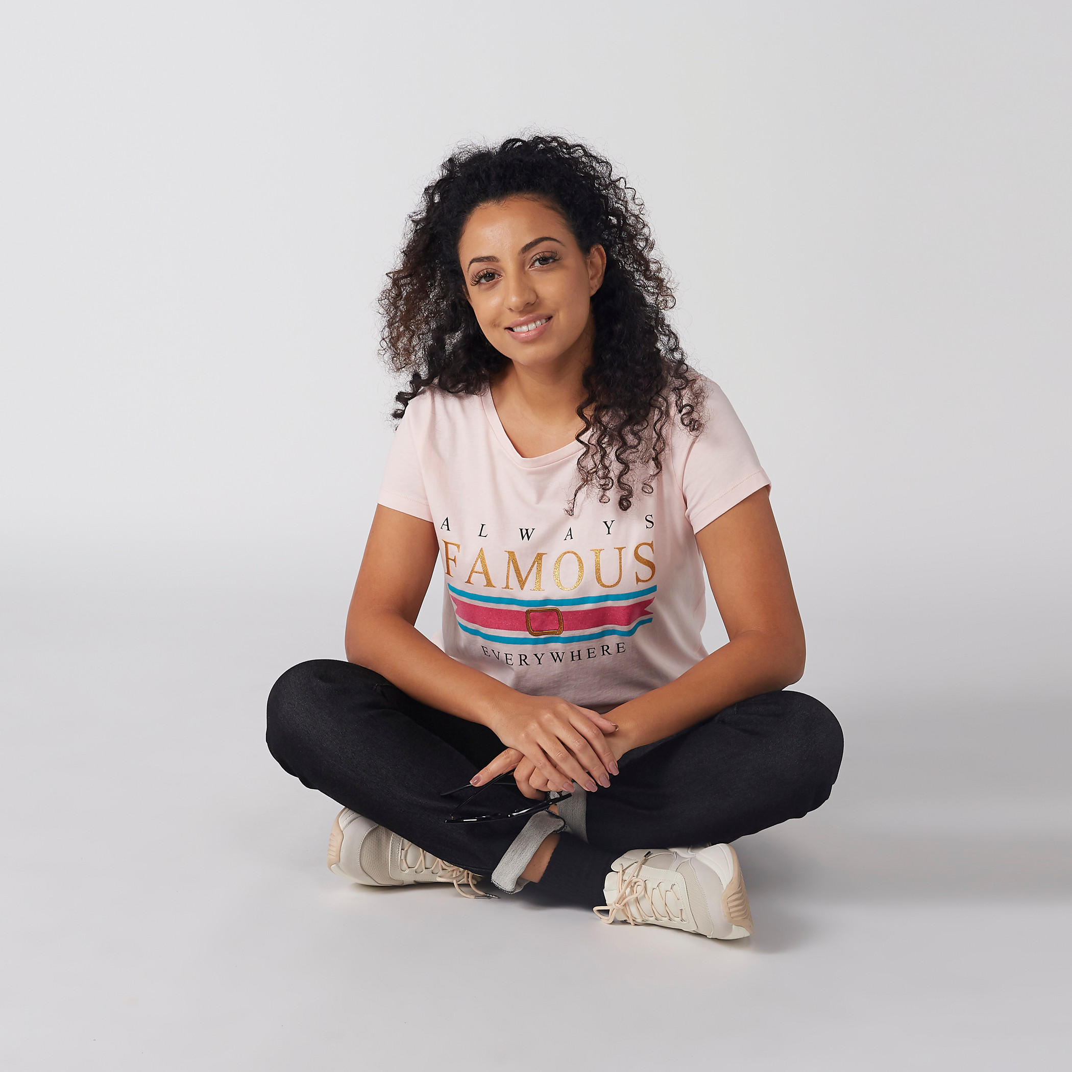 Printed T-Shirt with Round Neck and Short Sleeves-women-clothing-tshirts-image-2