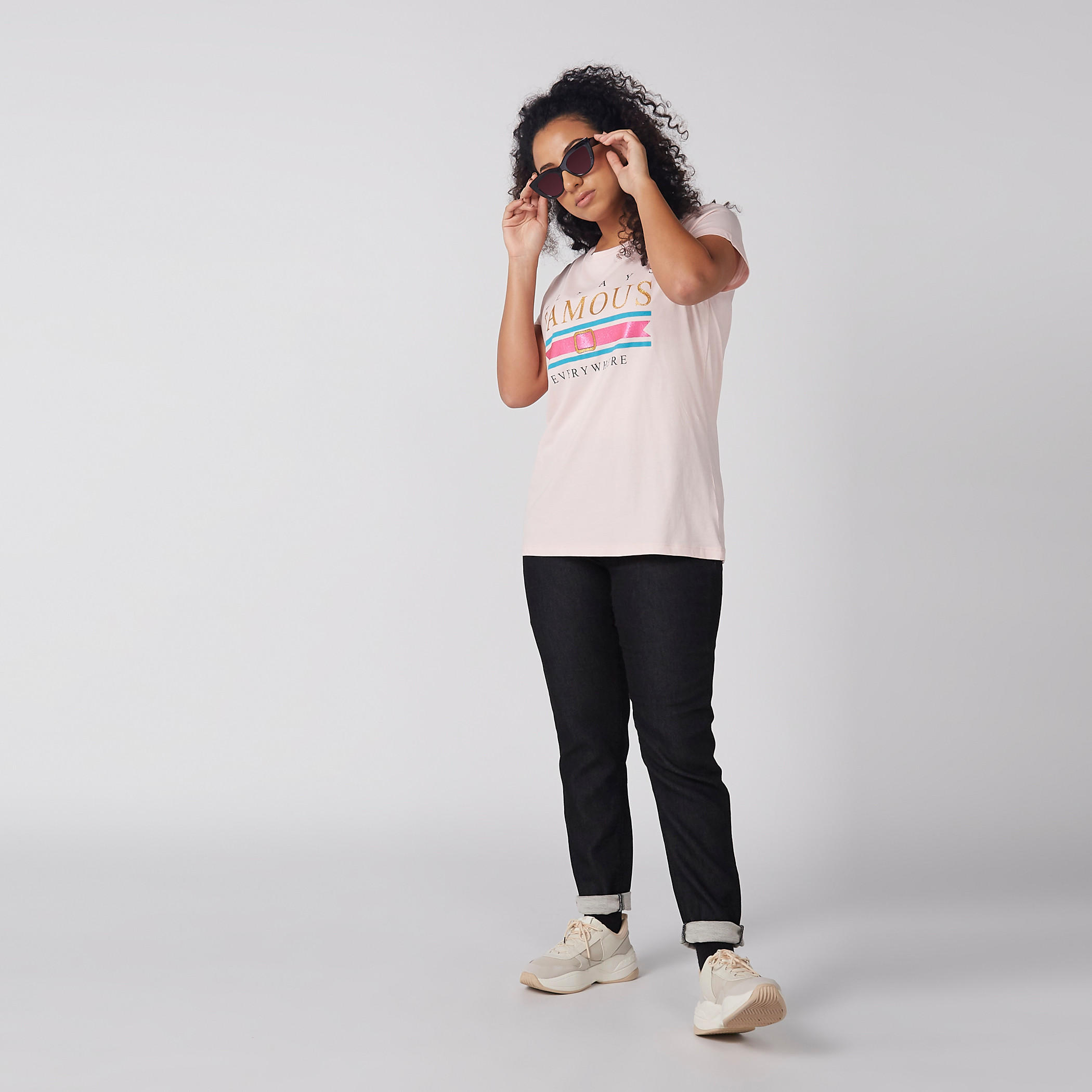 Printed T-Shirt with Round Neck and Short Sleeves-women-clothing-tshirts-image-4