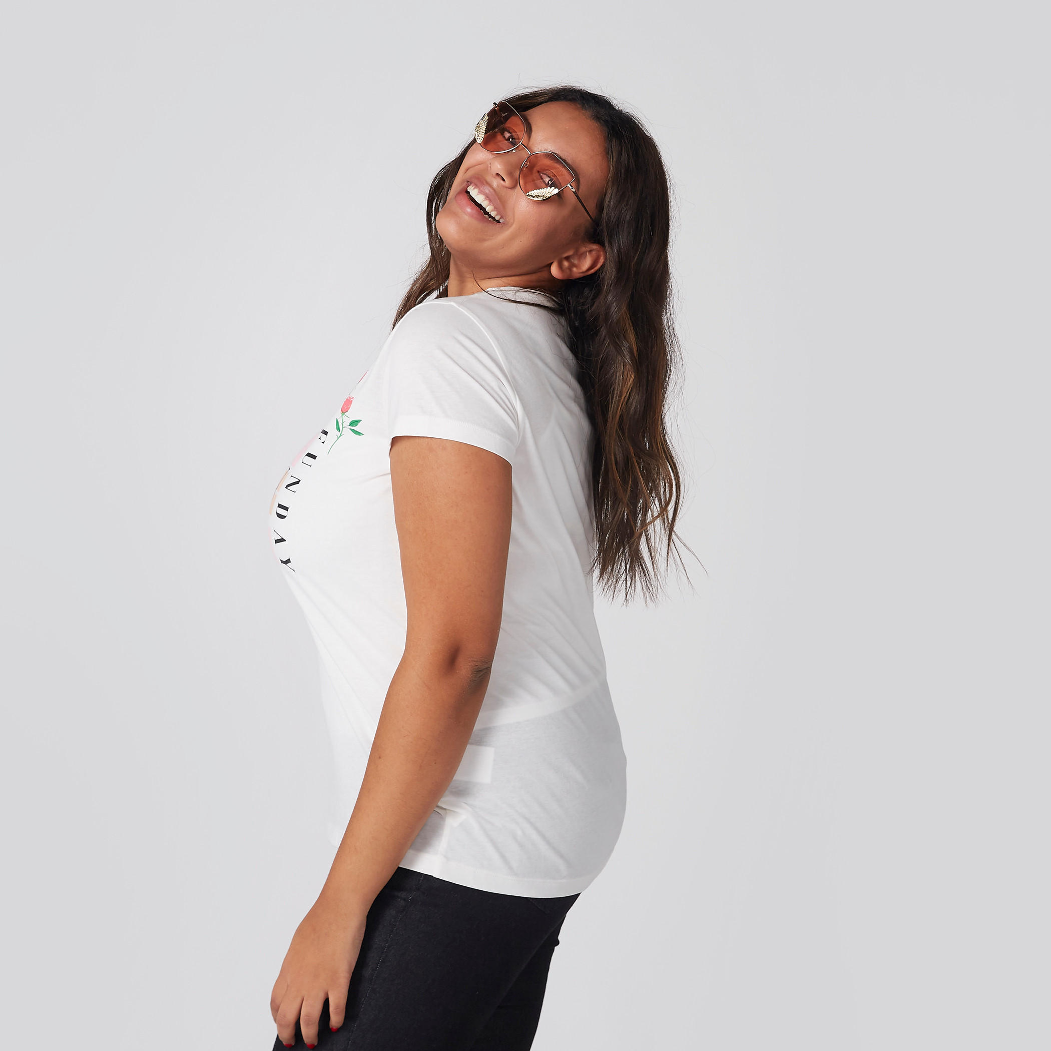 Printed T-Shirt with Round Neck and Short Sleeves-women-clothing-tshirts-image-2