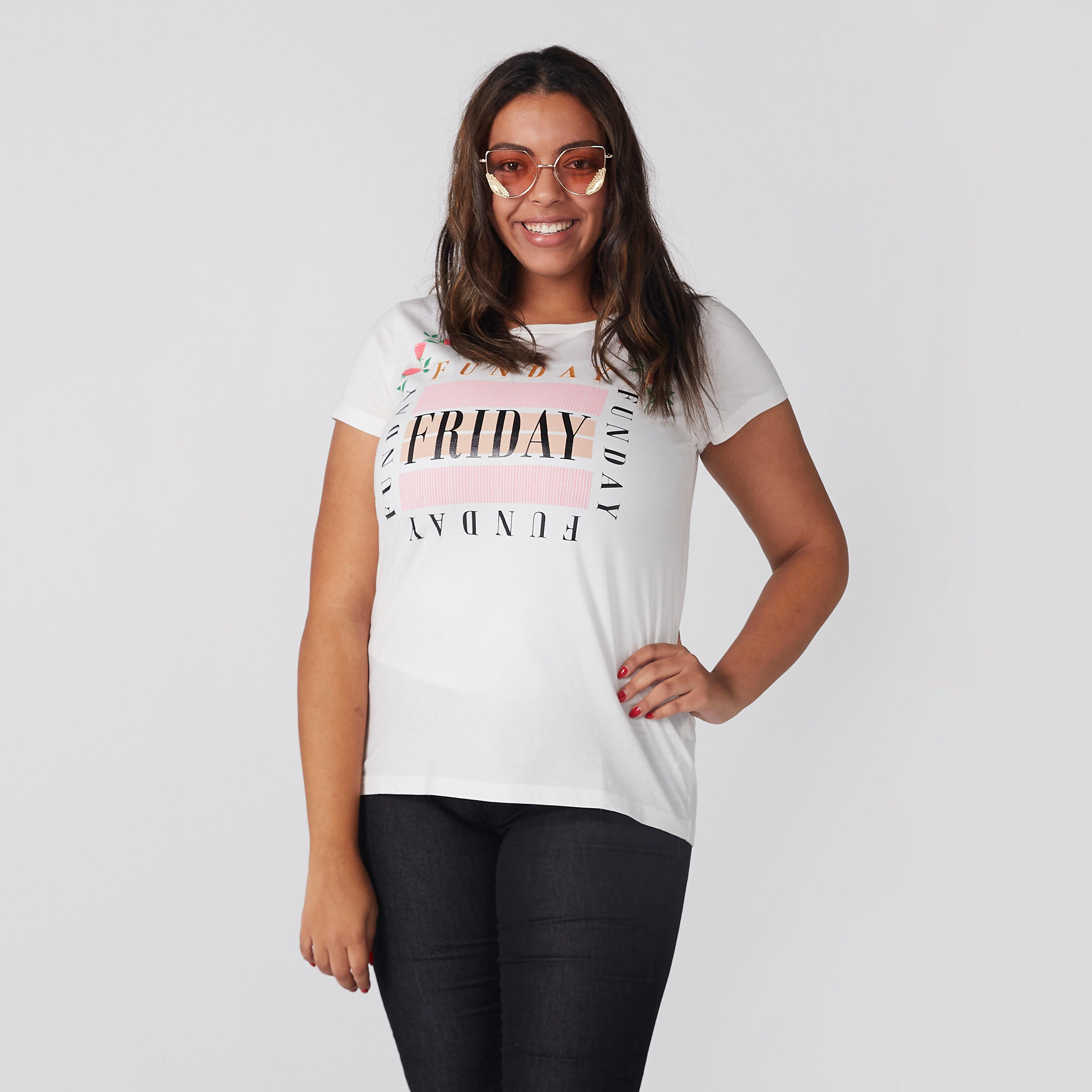 Printed T-Shirt with Round Neck and Short Sleeves-women-clothing-tshirts-image-3