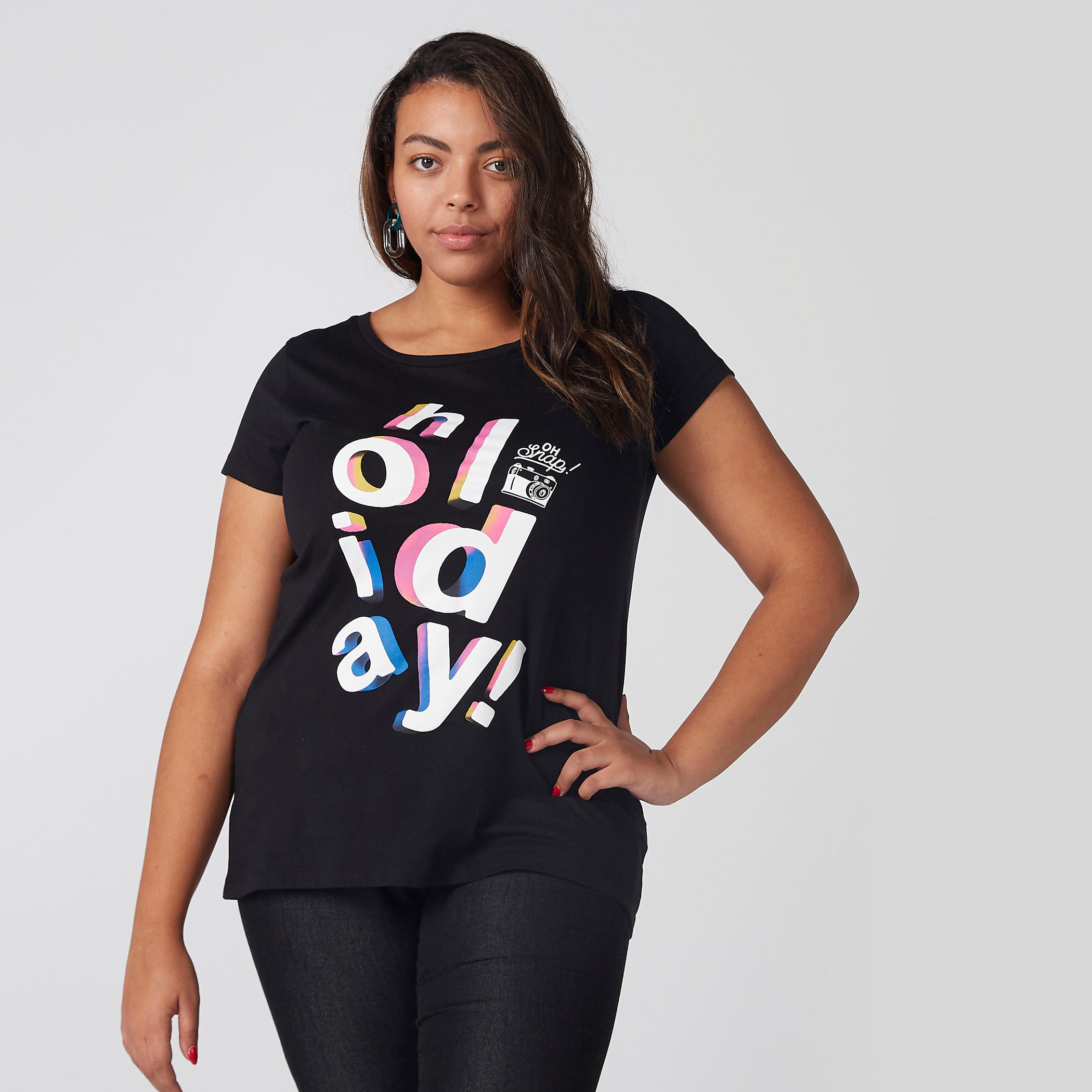 Printed T-Shirt with Round Neck and Short Sleeves-women-clothing-tshirts-image-1