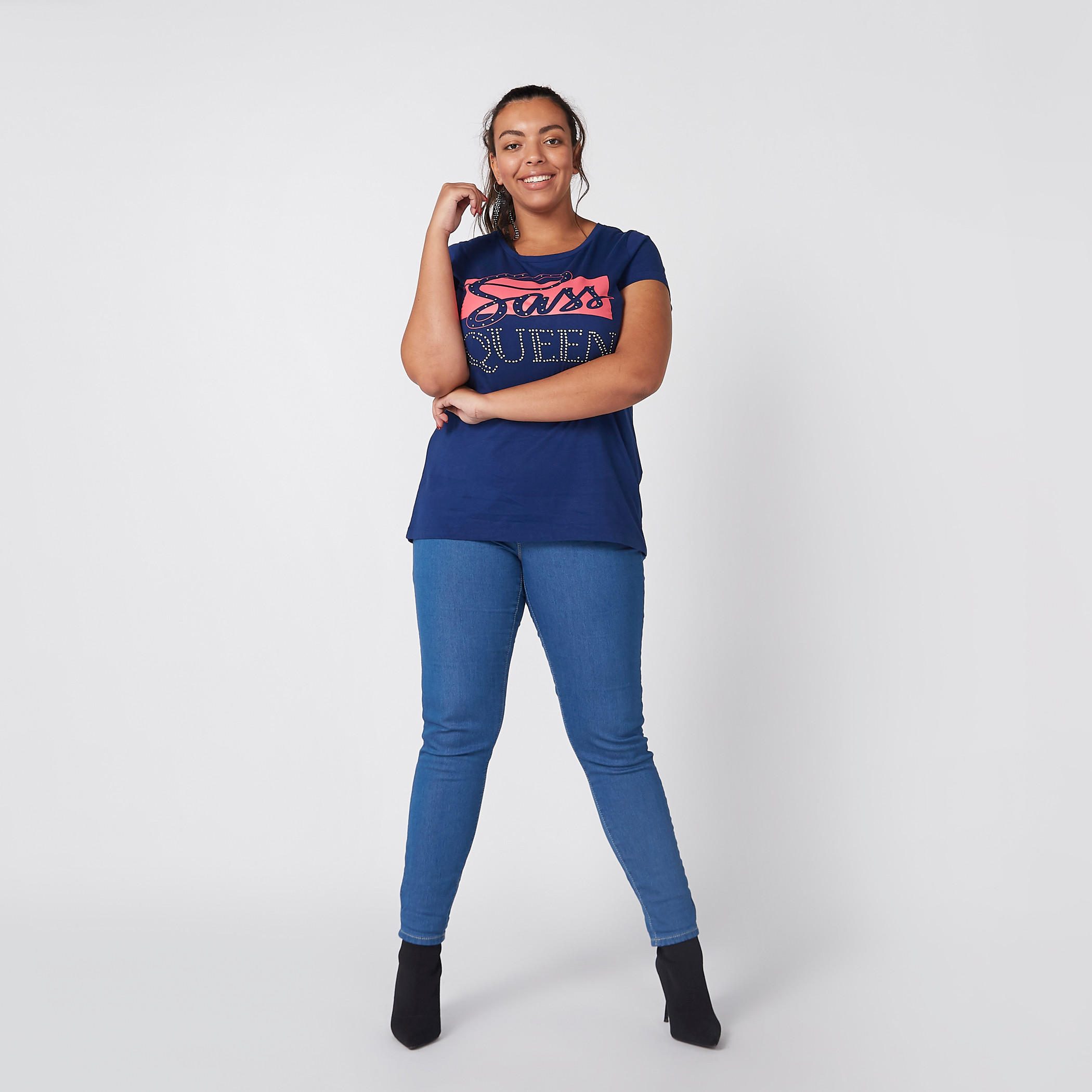Printed T-Shirt with Round Neck and Short Sleeves-women-clothing-tshirts-image-2