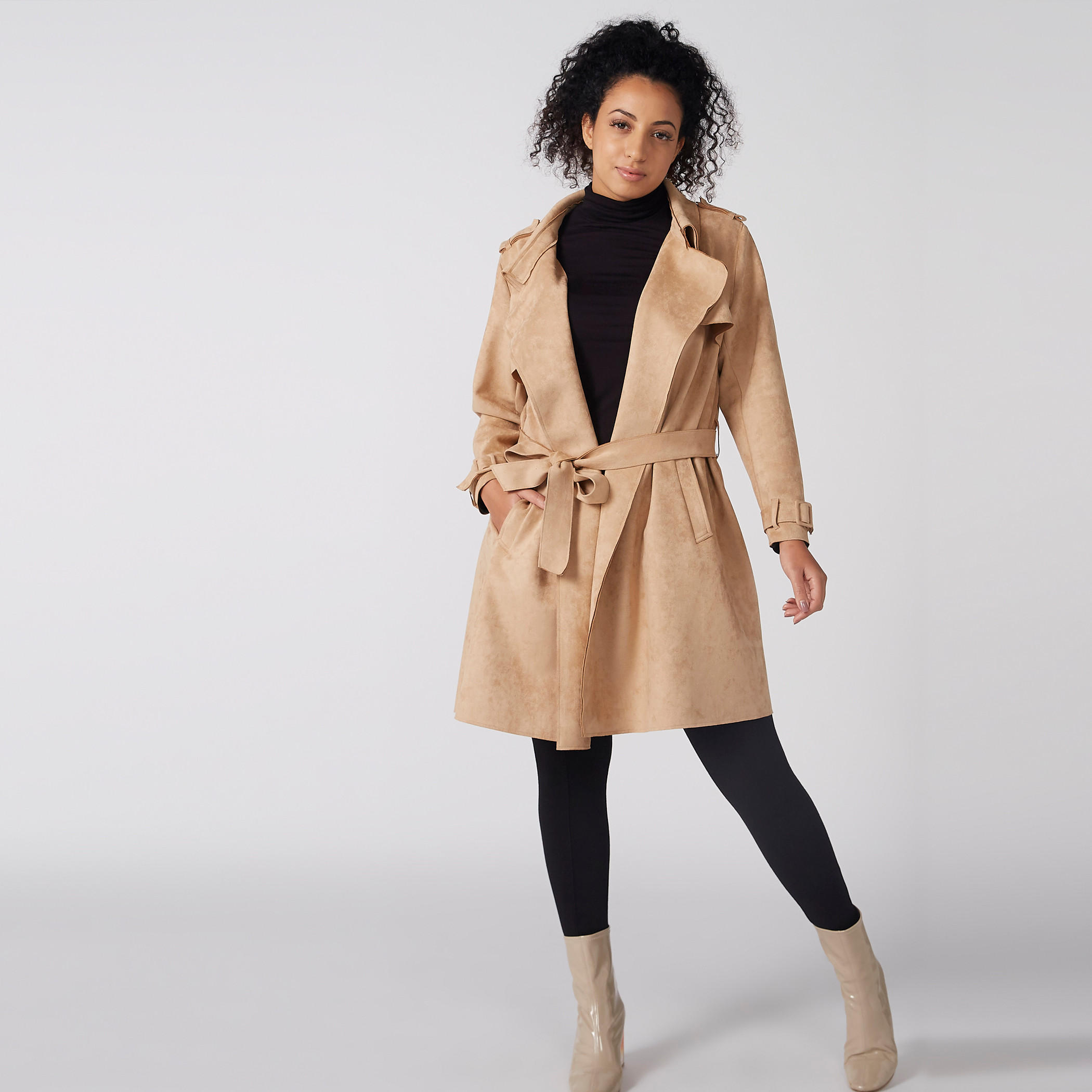 معطف ترنش بأكمام طويلة وجيوب-women-winterwear-coatsandjackets-jackets-image-1