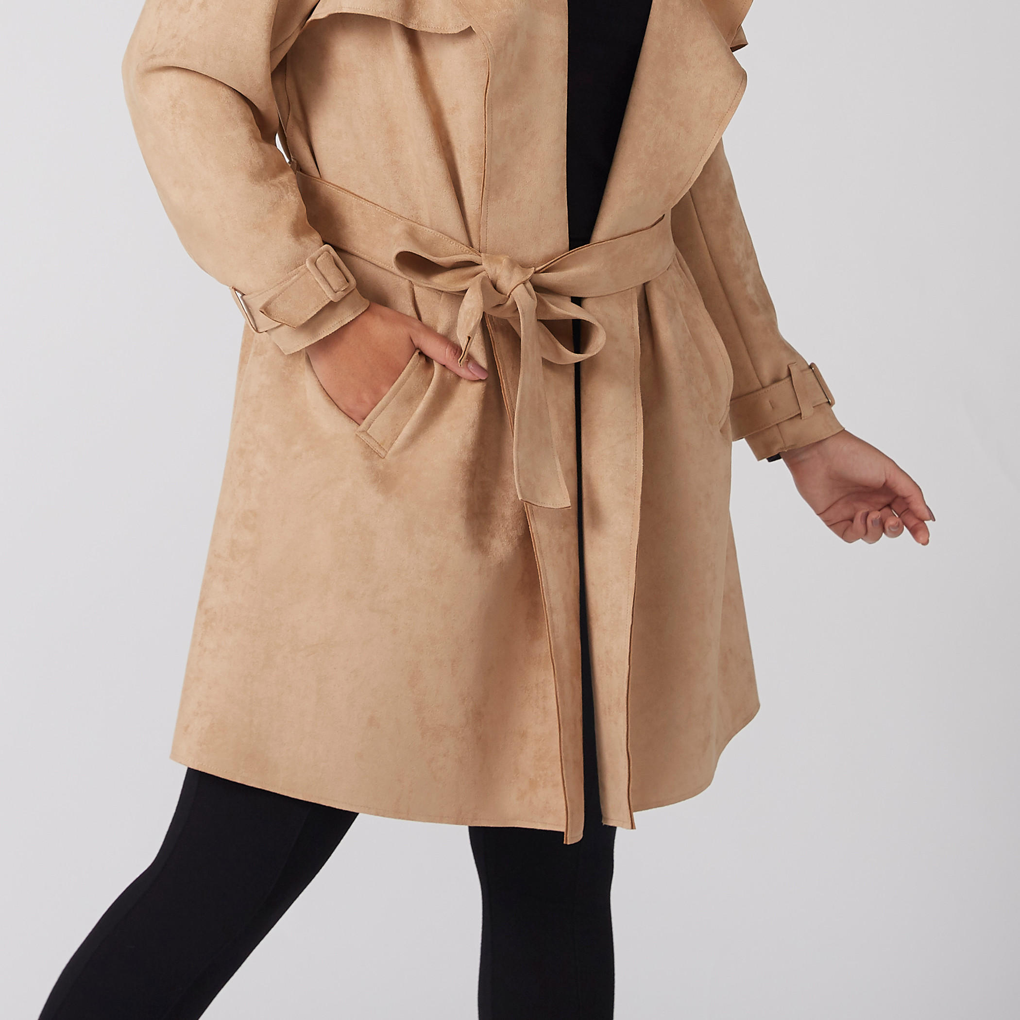 معطف ترنش بأكمام طويلة وجيوب-women-winterwear-coatsandjackets-jackets-image-2