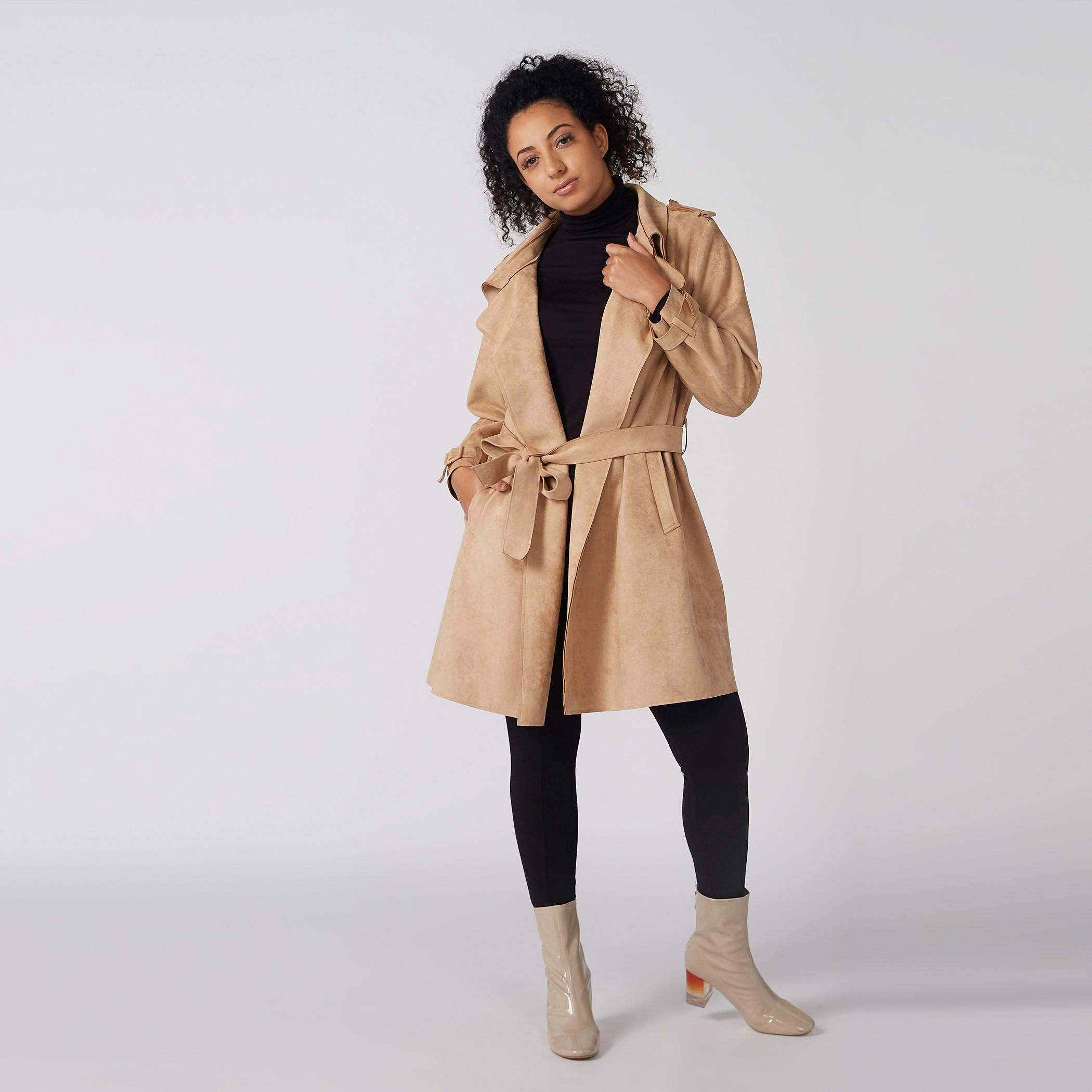 معطف ترنش بأكمام طويلة وجيوب-women-winterwear-coatsandjackets-jackets-image-4