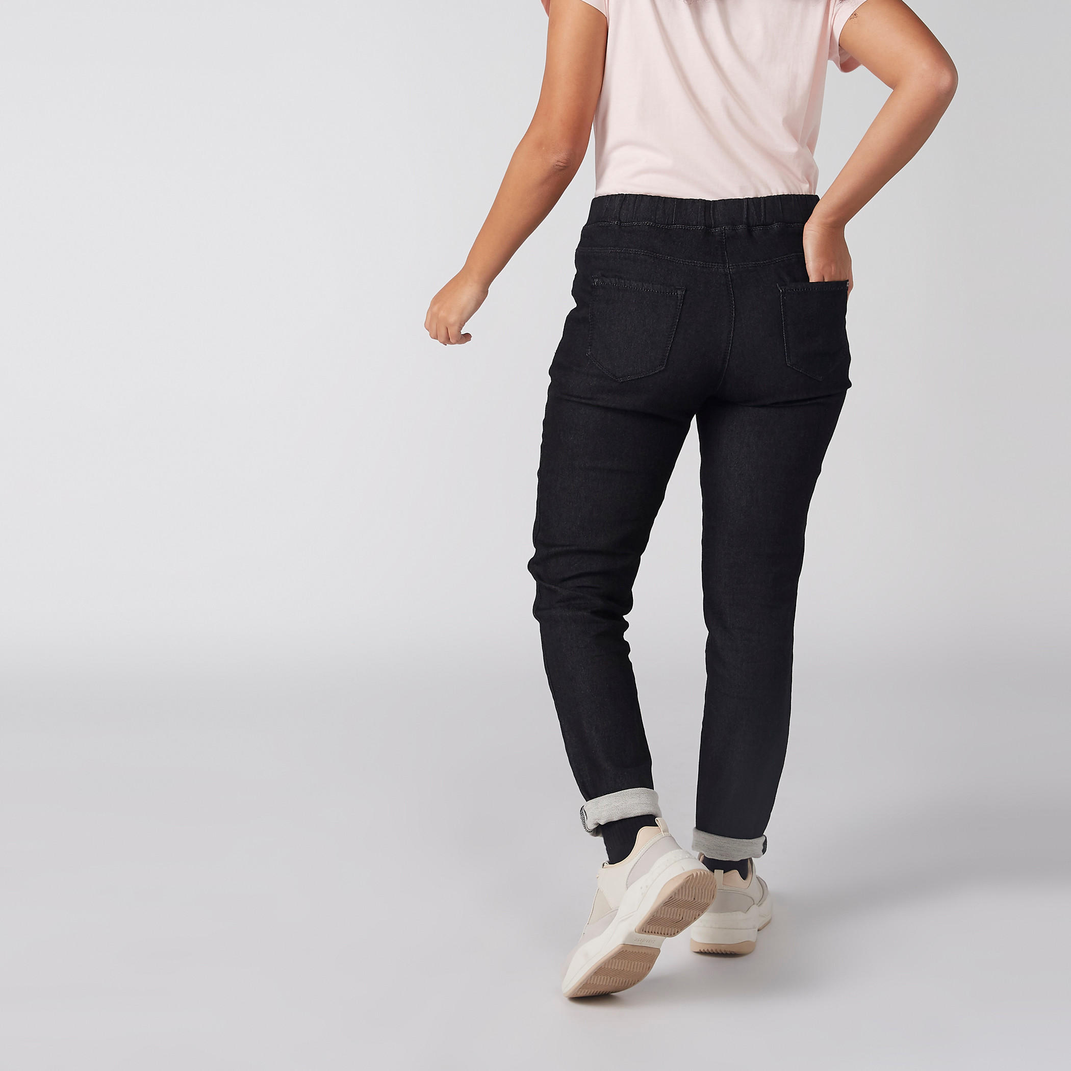 Plus Size Full Length Jeggings with Elasticised Waistband and Pocket Detail-women-clothing-bottoms-leggings-image-4