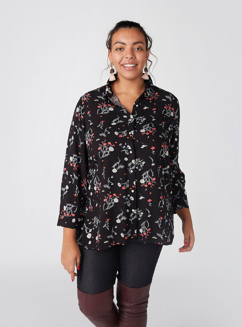 Floral Printed Shirt with Long Sleeves and Complete Placket-women-clothing-shirtsandblouses-shirts-image-1