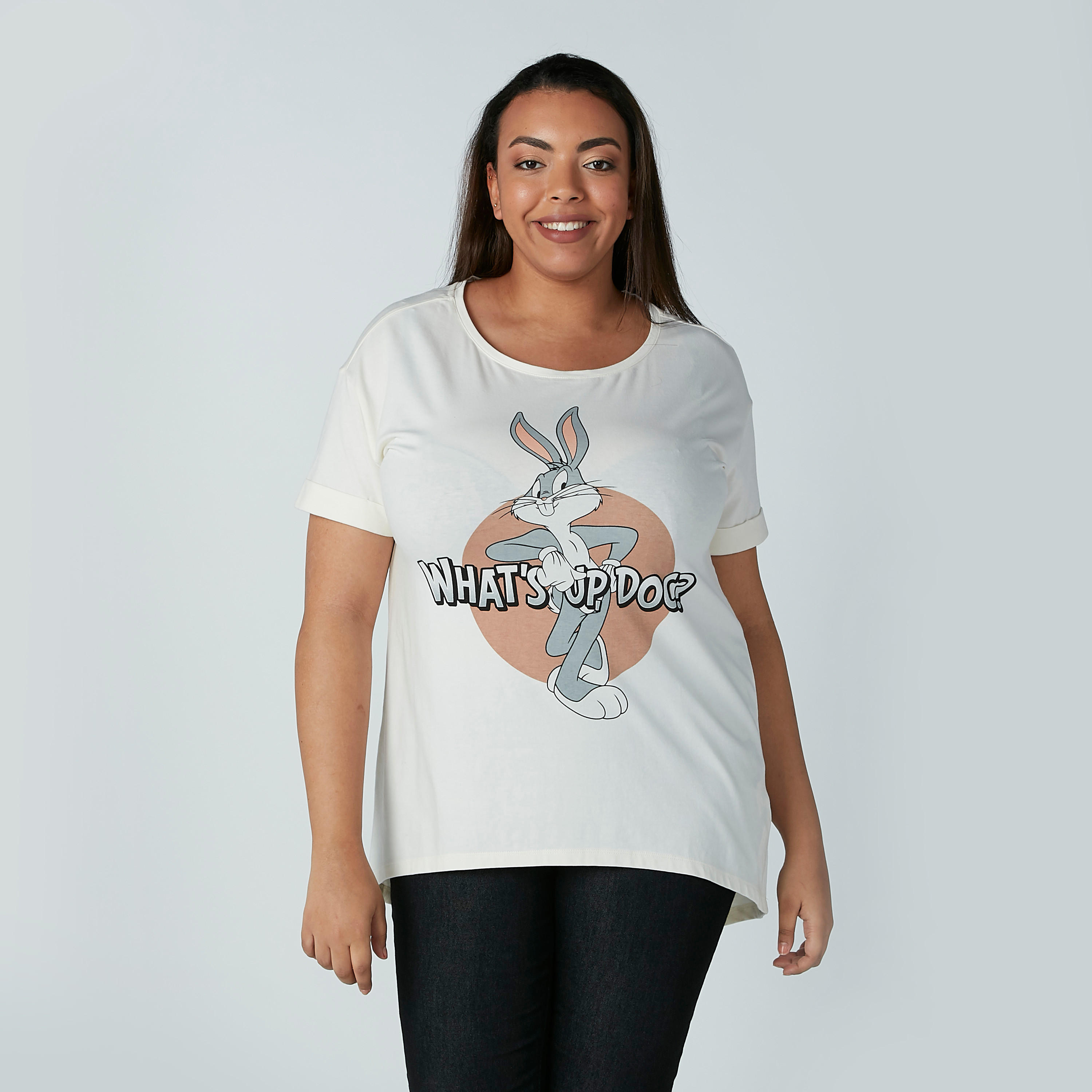 Loony Tunes Printed T-shirt with Short Sleeves-women-clothing-tshirts-image-1