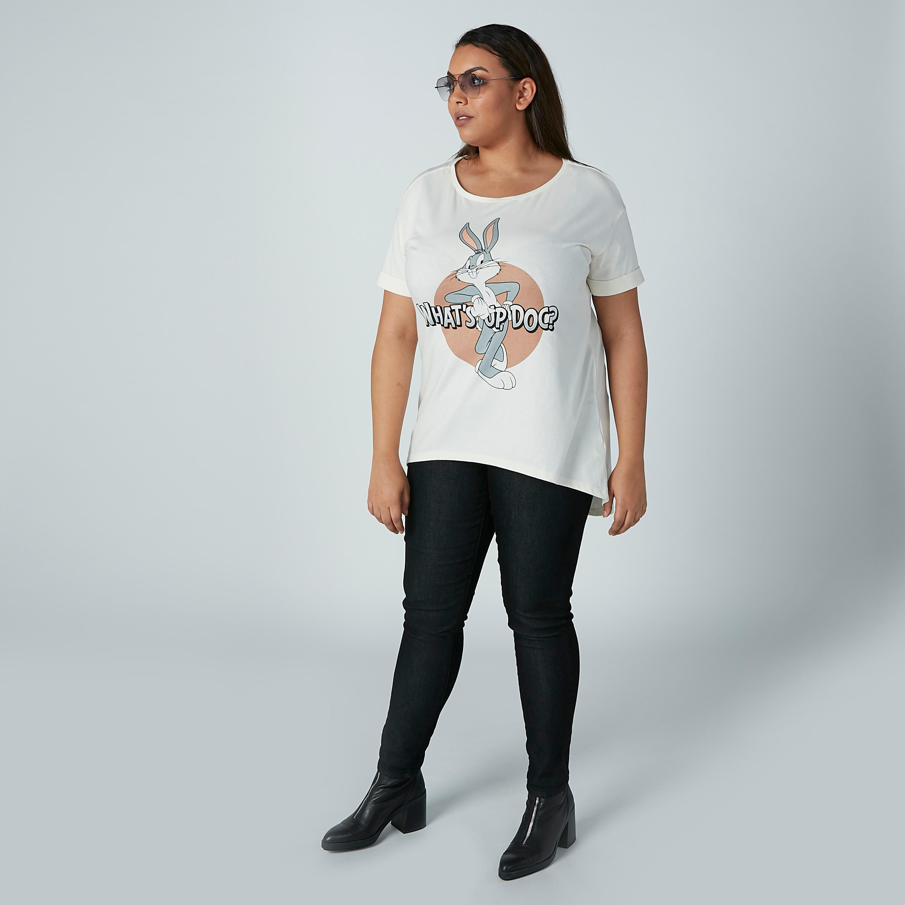 Loony Tunes Printed T-shirt with Short Sleeves-women-clothing-tshirts-image-2