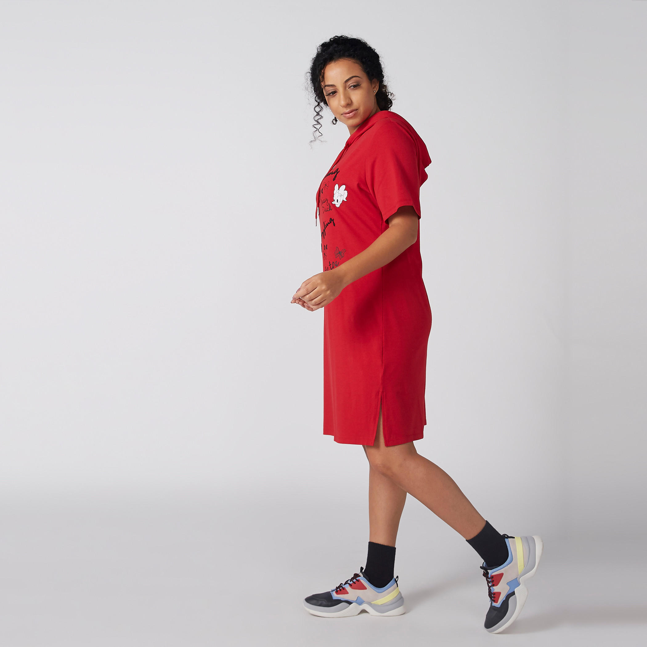 Printed Sleepshirt with Short Sleeves and Hood-women-clothing-dresses-image-2