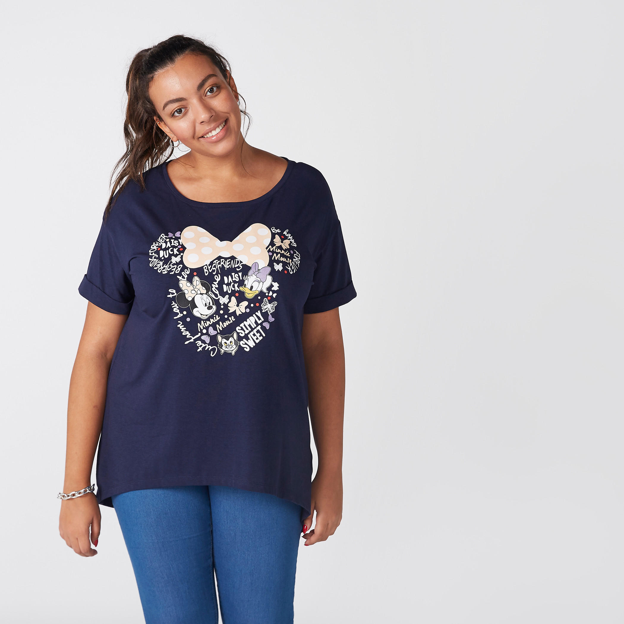 تيشيرت بطبعات ديزي داك وميني ماوس بياقة مستديرة-women-clothing-tshirts-image-1