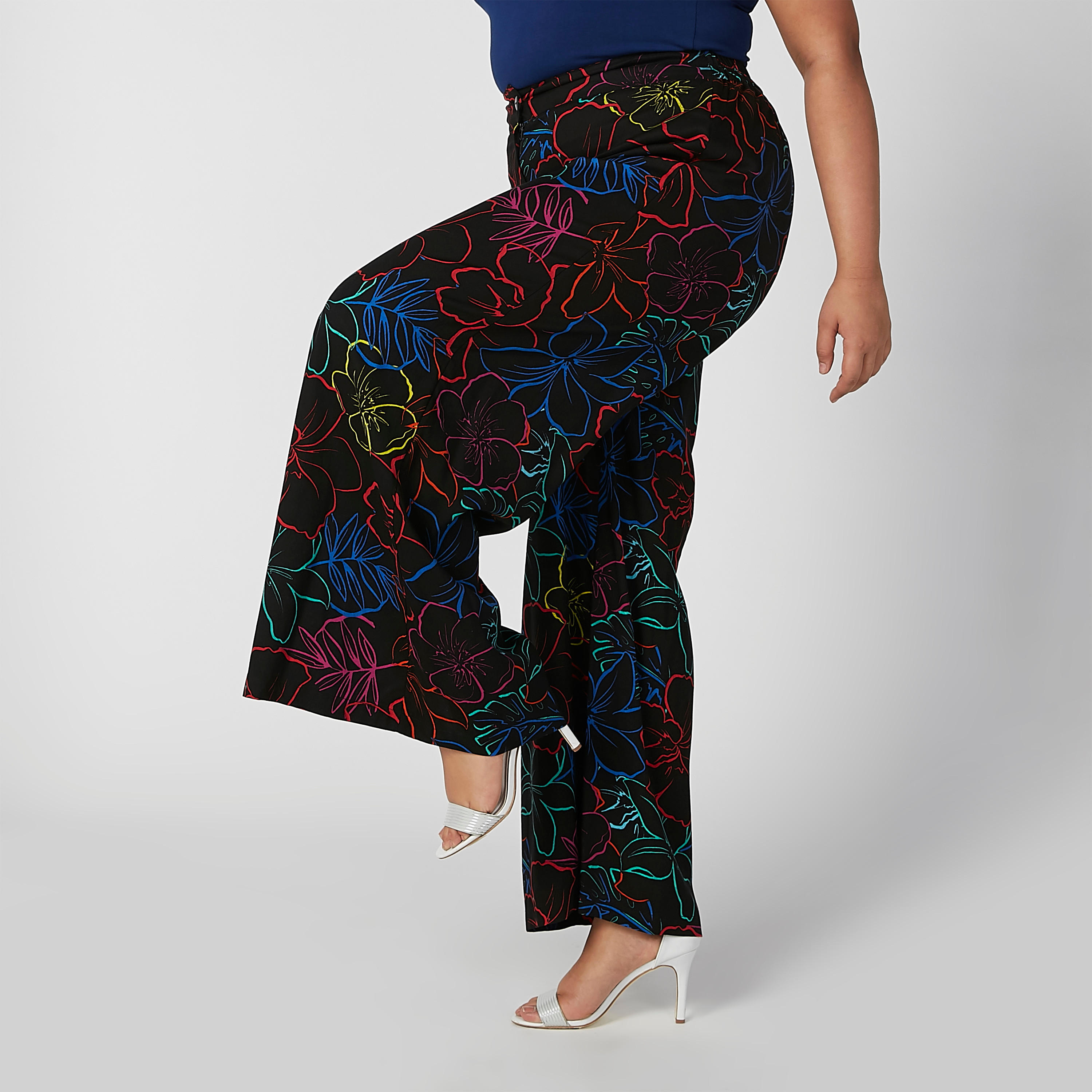 Wide Fit Full Length Printed Palazzo Pants with Button Closure-women-clothing-bottoms-trousers-image-2