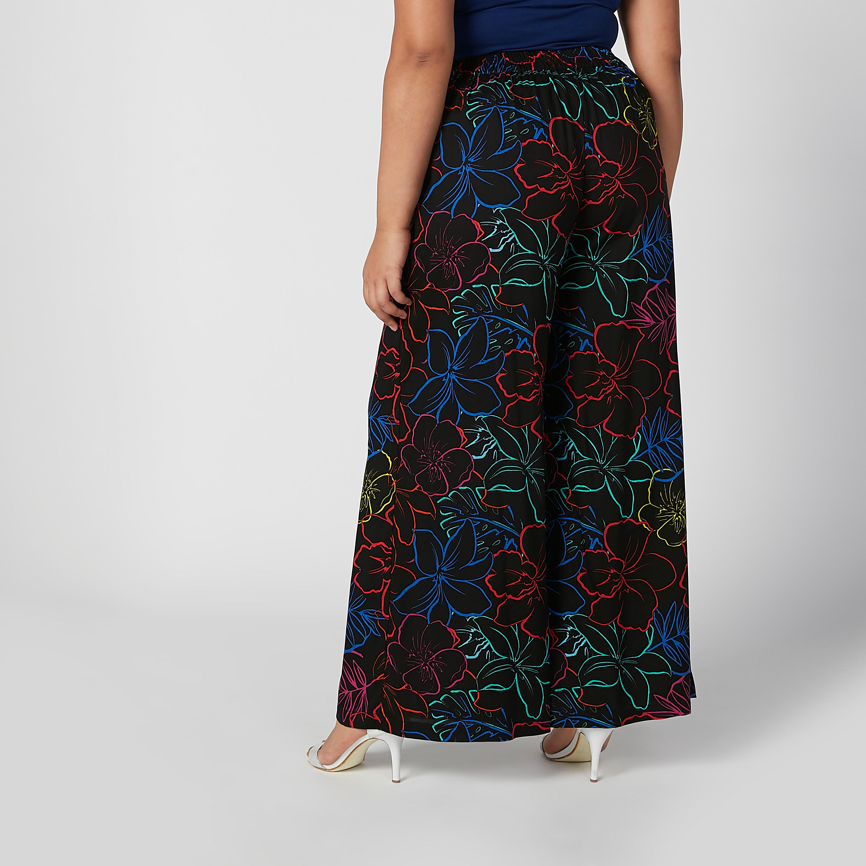 Wide Fit Full Length Printed Palazzo Pants with Button Closure-women-clothing-bottoms-trousers-image-4