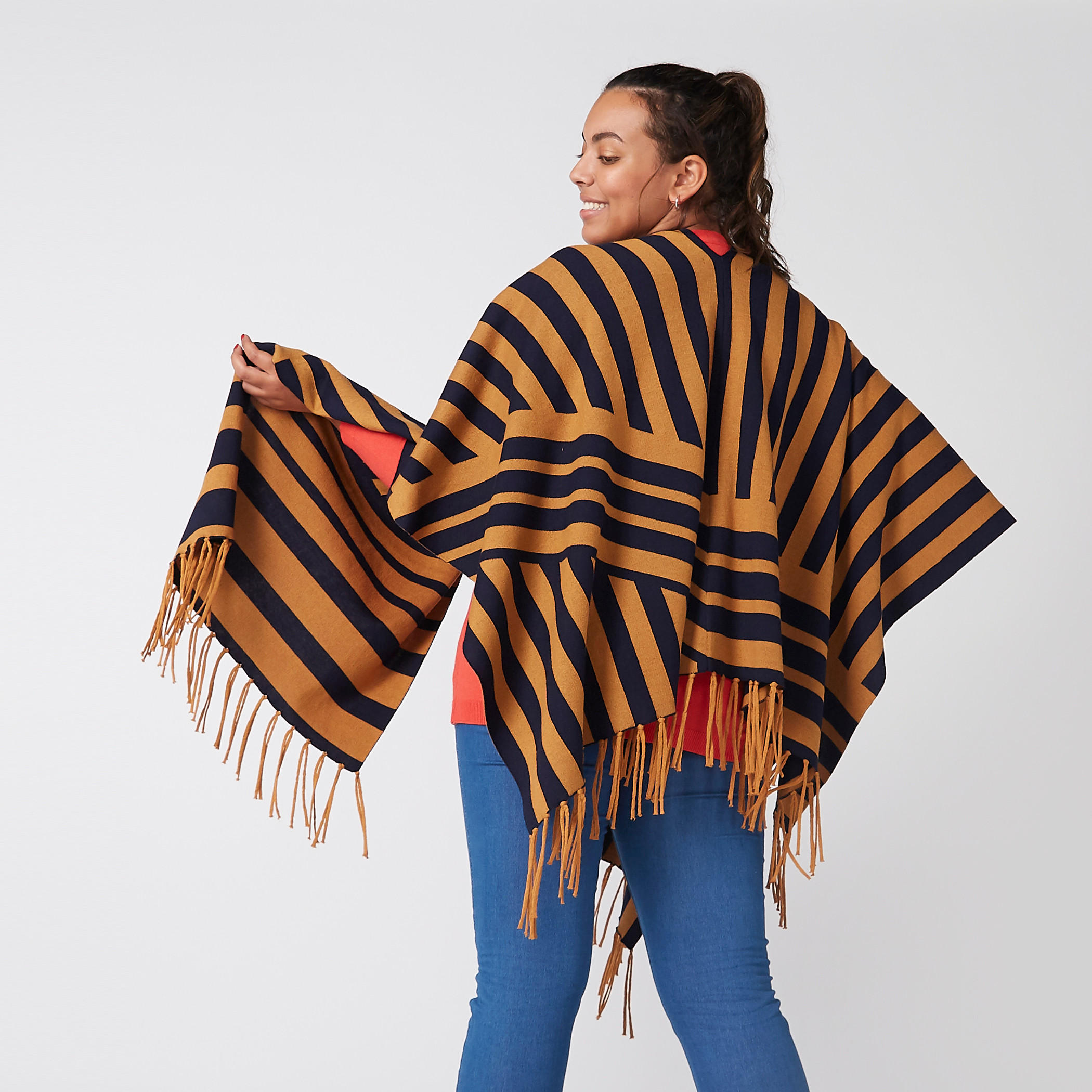 Striped Poncho with Tassels-women-winterwear-cardigansandjumpers-cardigans-image-2