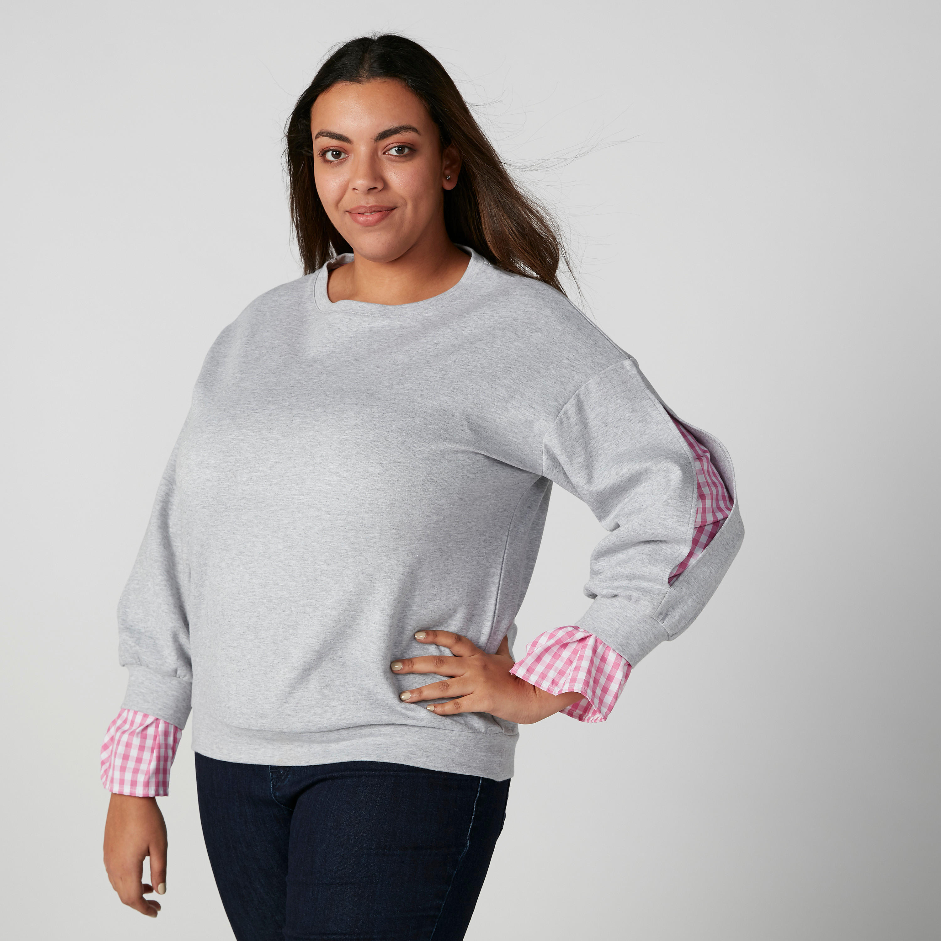 Round Neck Sweatshirt with Spilt Sleeves-women-winterwear-hoodiesandsweatshirts-sweatshirts-image-1