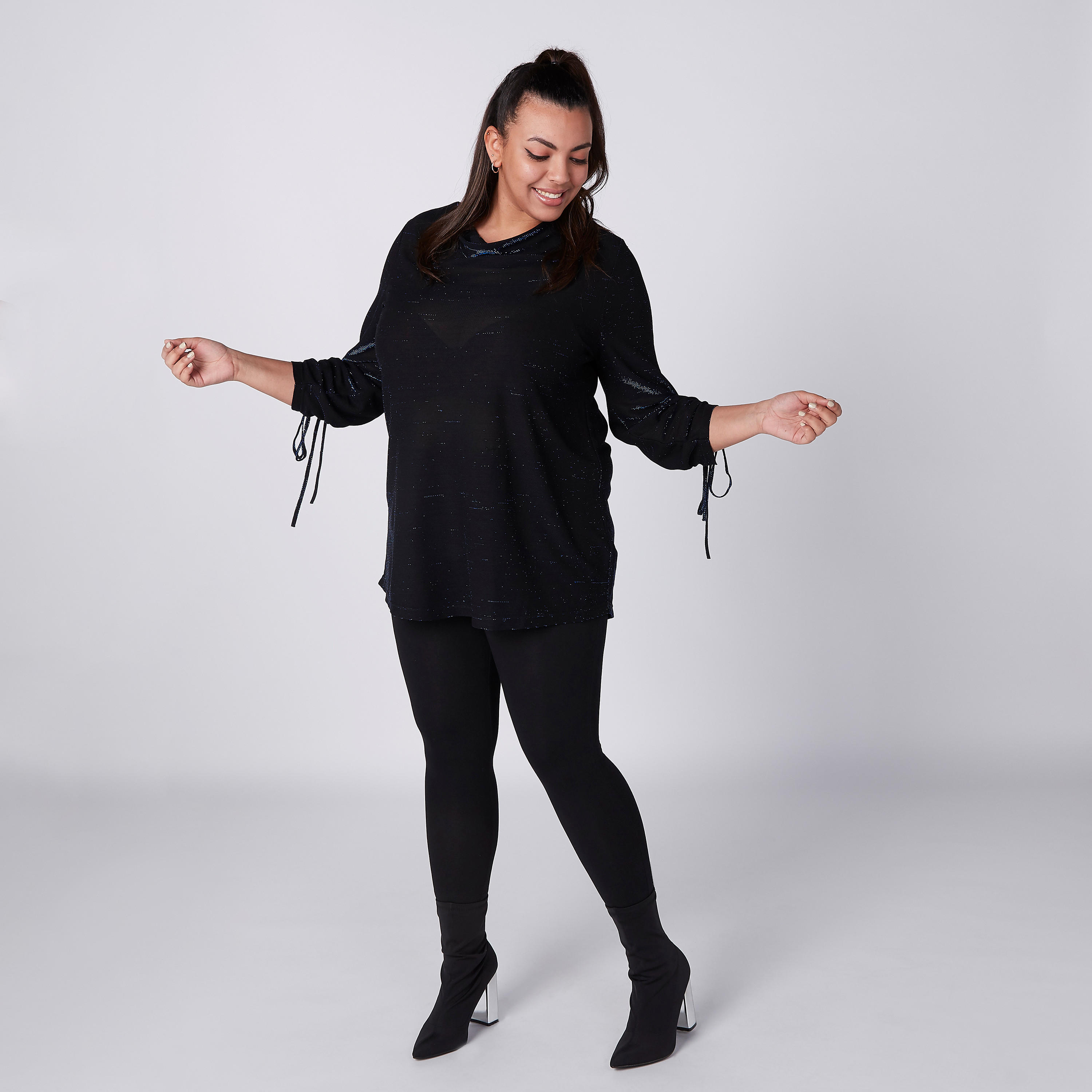 Textured Top in Regular Fit with Tie Up Detail-women-clothing-shirtsandblouses-blouses-image-2
