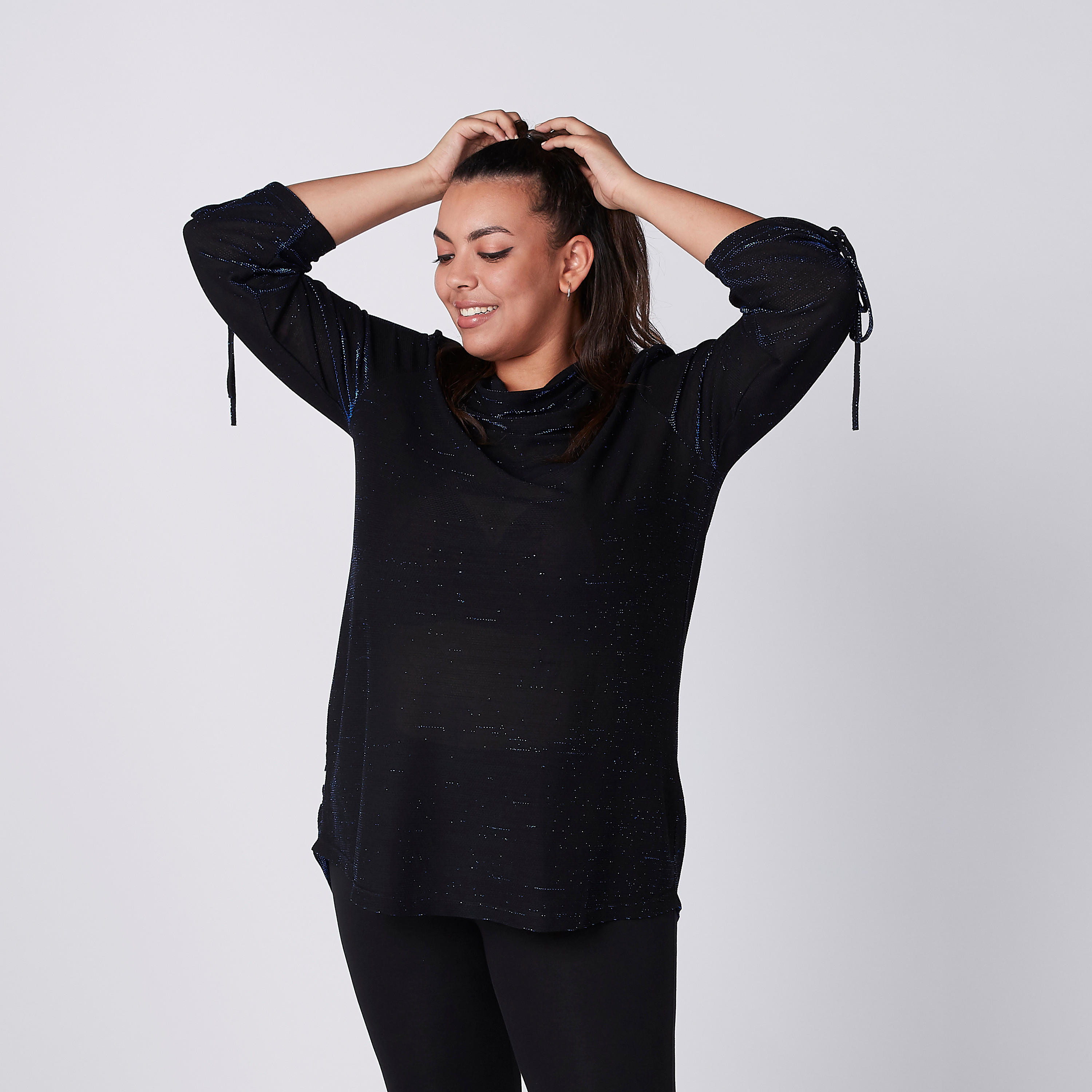 Textured Top in Regular Fit with Tie Up Detail-women-clothing-shirtsandblouses-blouses-image-4