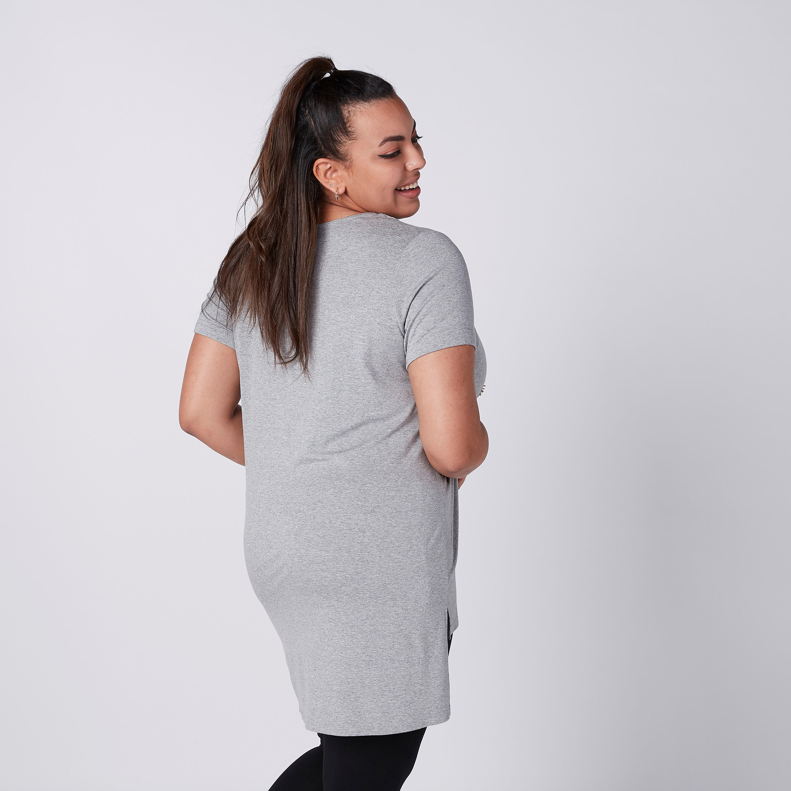 Printed T-Shirt with Round Neck and High Low Hem-women-clothing-tshirts-image-3