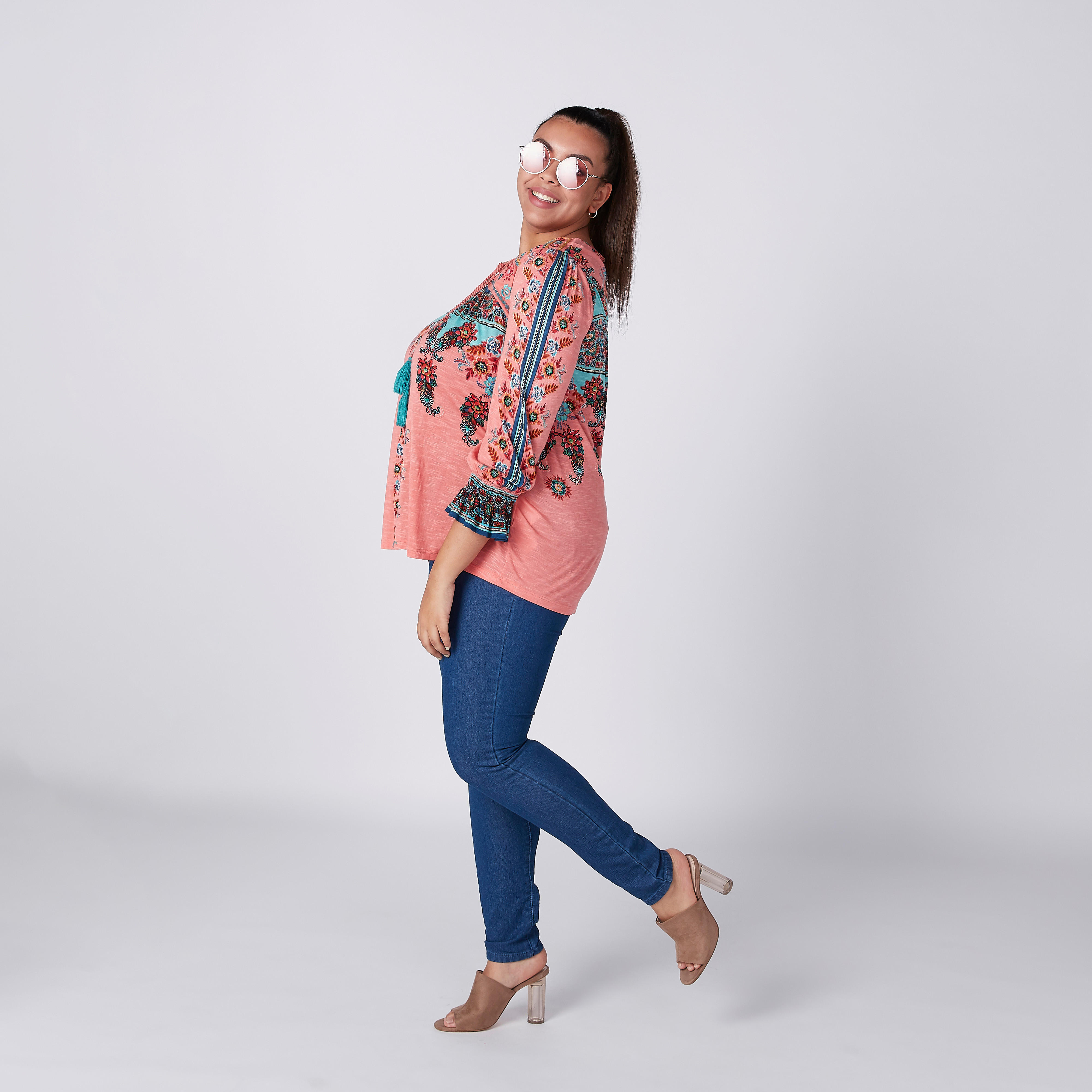 توب بطبعات وأكمام 3/4 وأربطة-women-clothing-shirtsandblouses-blouses-image-3
