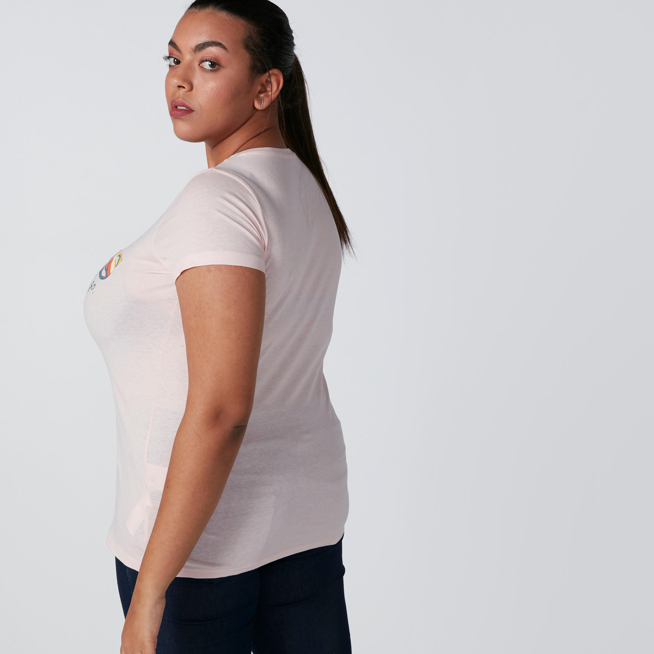Text Printed T-Shirt with Round Neck and Short Sleeves-women-clothing-tshirts-image-2