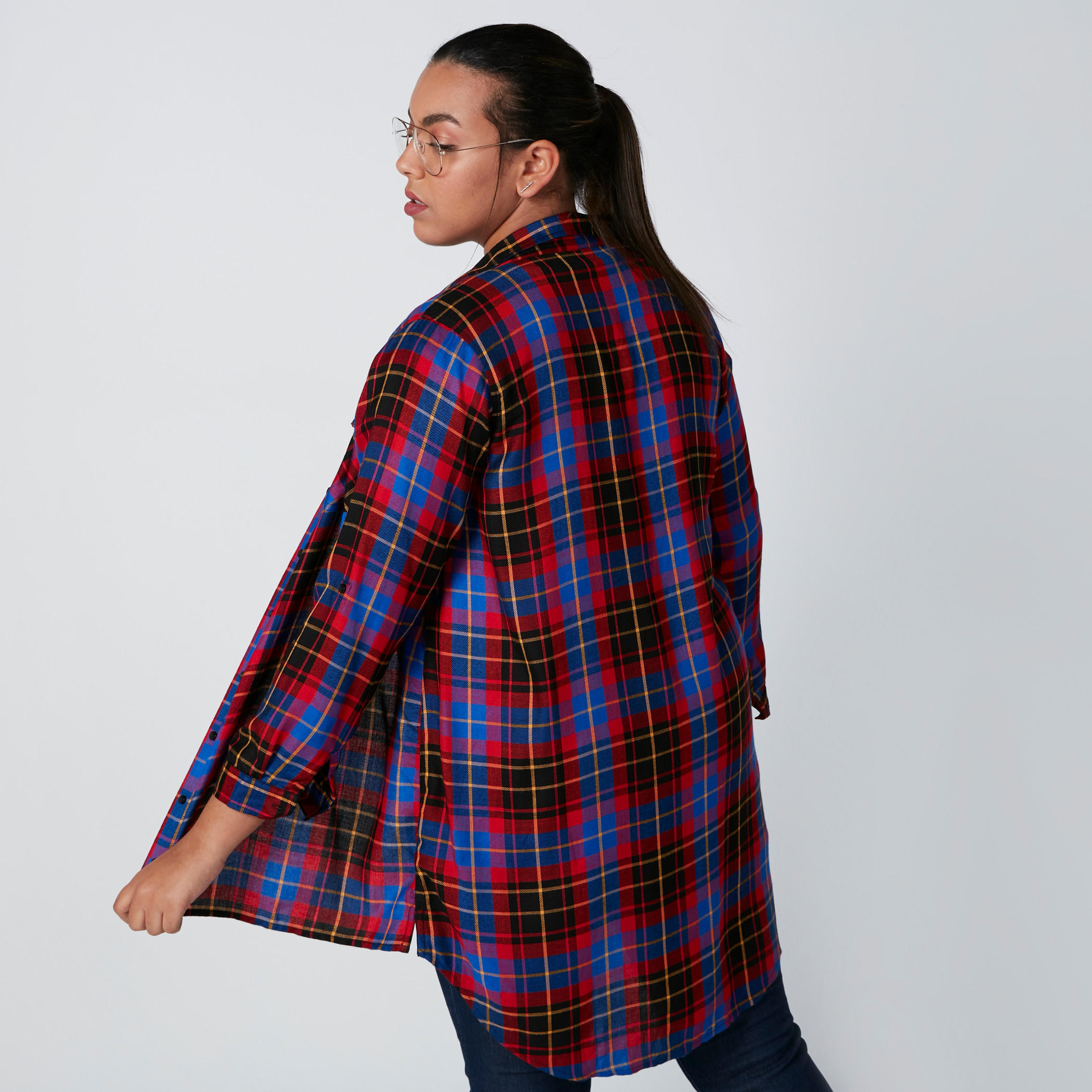 قميص كاروهات بأكمام طويلة وجيوب-women-clothing-shirtsandblouses-blouses-image-1