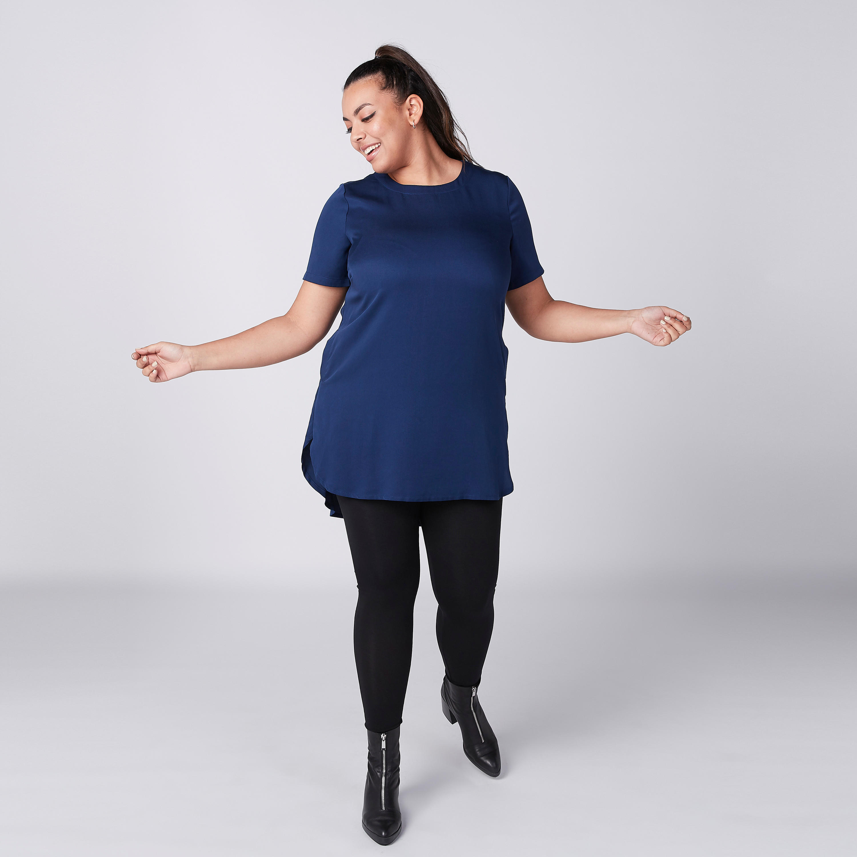 Longline Top with Pocket Detail and High Low Hem-women-clothing-shirtsandblouses-blouses-image-1