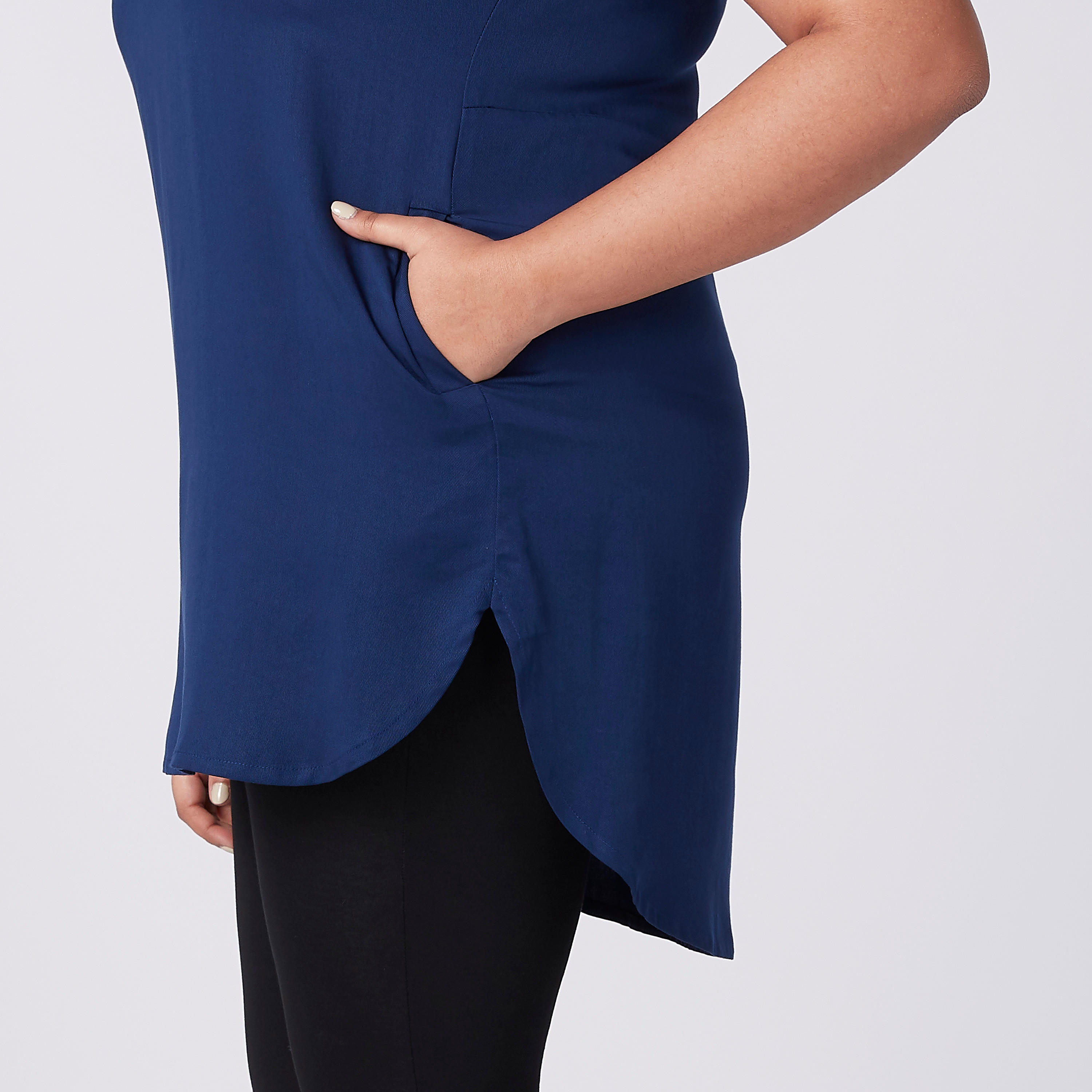 Longline Top with Pocket Detail and High Low Hem-women-clothing-shirtsandblouses-blouses-image-3