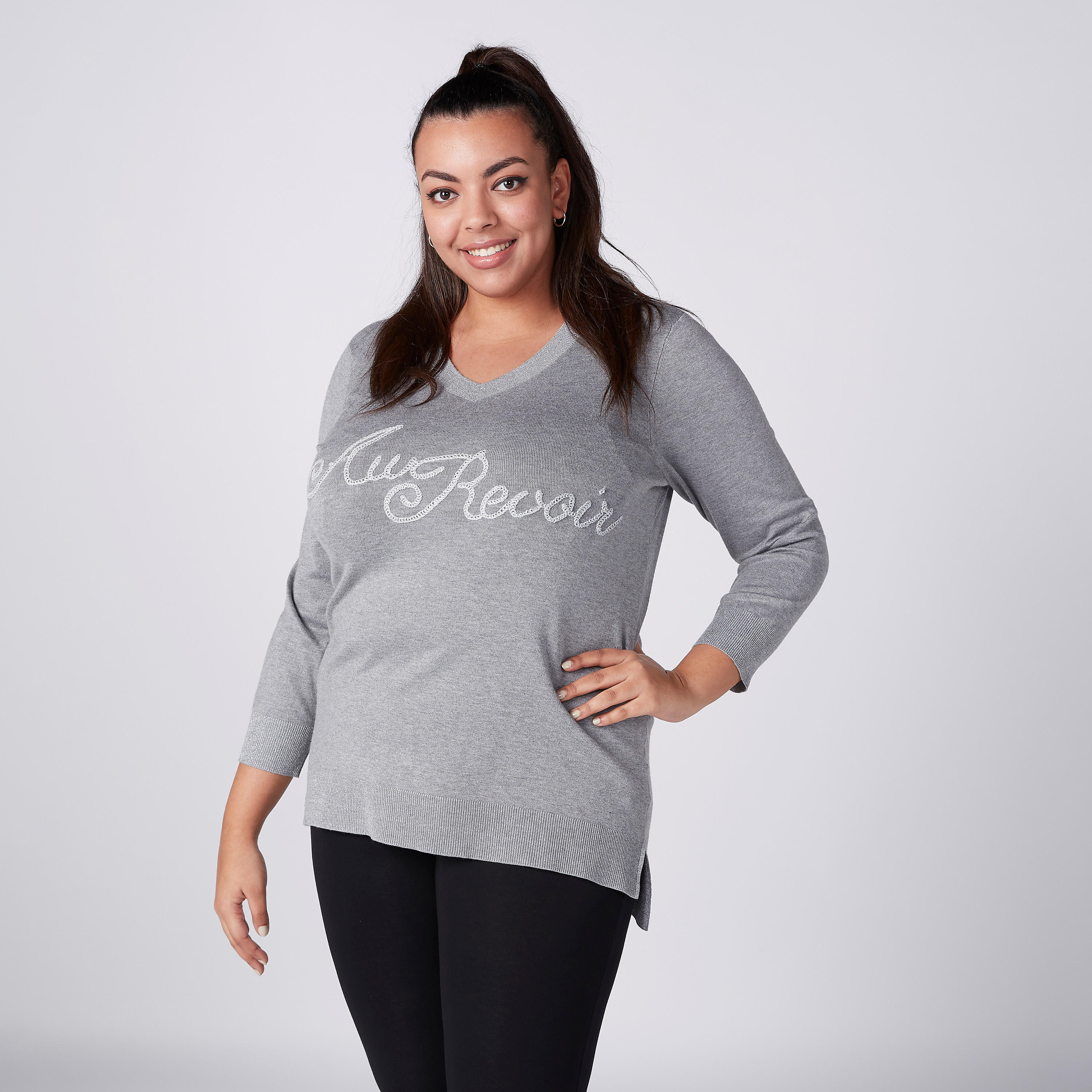 Textured Sweater in Regular Fit with V-Neck-women-winterwear-cardigansandjumpers-cardigans-image-2