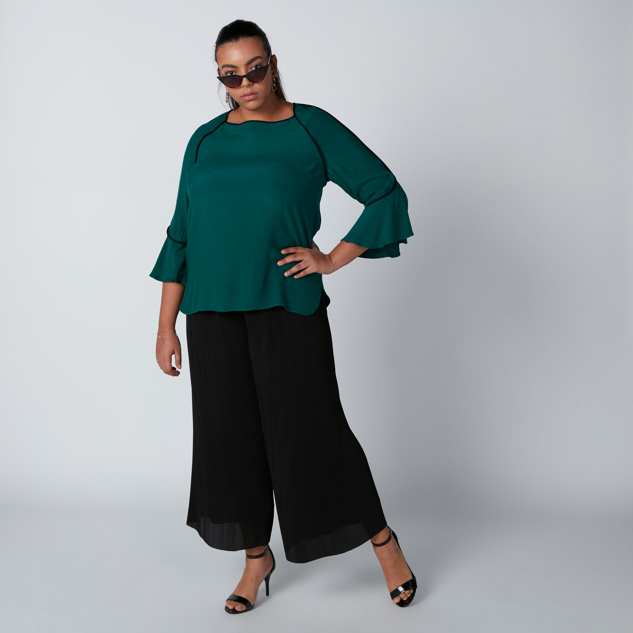 بلوزة بياقة قارب وأكمام 3/4 ودرزات-women-clothing-shirtsandblouses-blouses-image-1