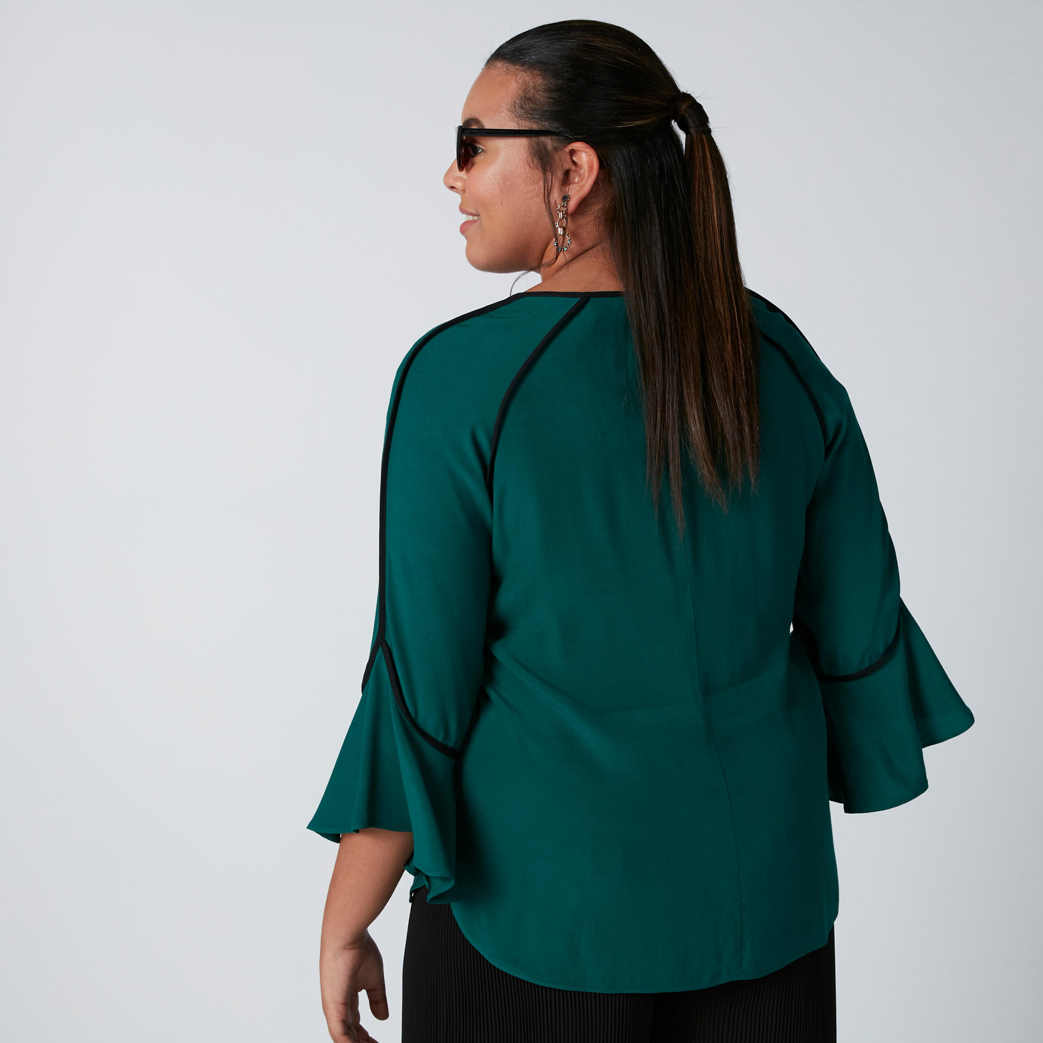 بلوزة بياقة قارب وأكمام 3/4 ودرزات-women-clothing-shirtsandblouses-blouses-image-2