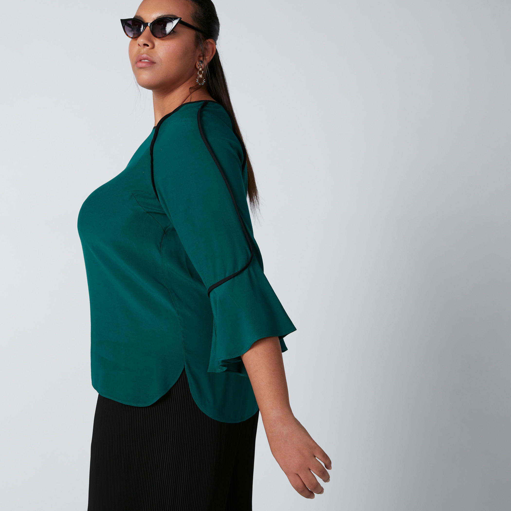 بلوزة بياقة قارب وأكمام 3/4 ودرزات-women-clothing-shirtsandblouses-blouses-image-4