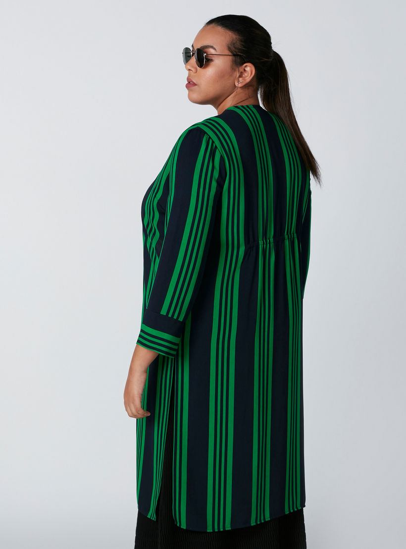 كارديجان طويل مقلّم مفتوح من الأمام بفتحة جانبية-women-winterwear-cardigansandjumpers-cardigans-image-3