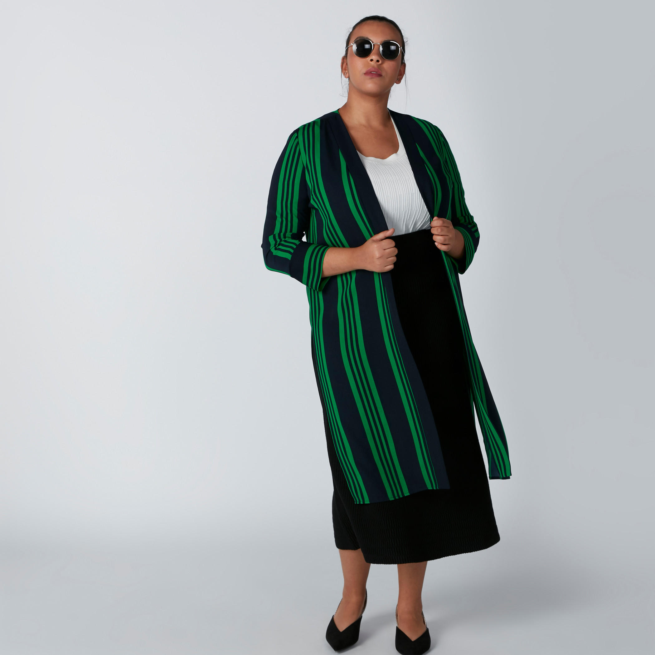 كارديجان طويل مقلّم مفتوح من الأمام بفتحة جانبية-women-winterwear-cardigansandjumpers-cardigans-image-2