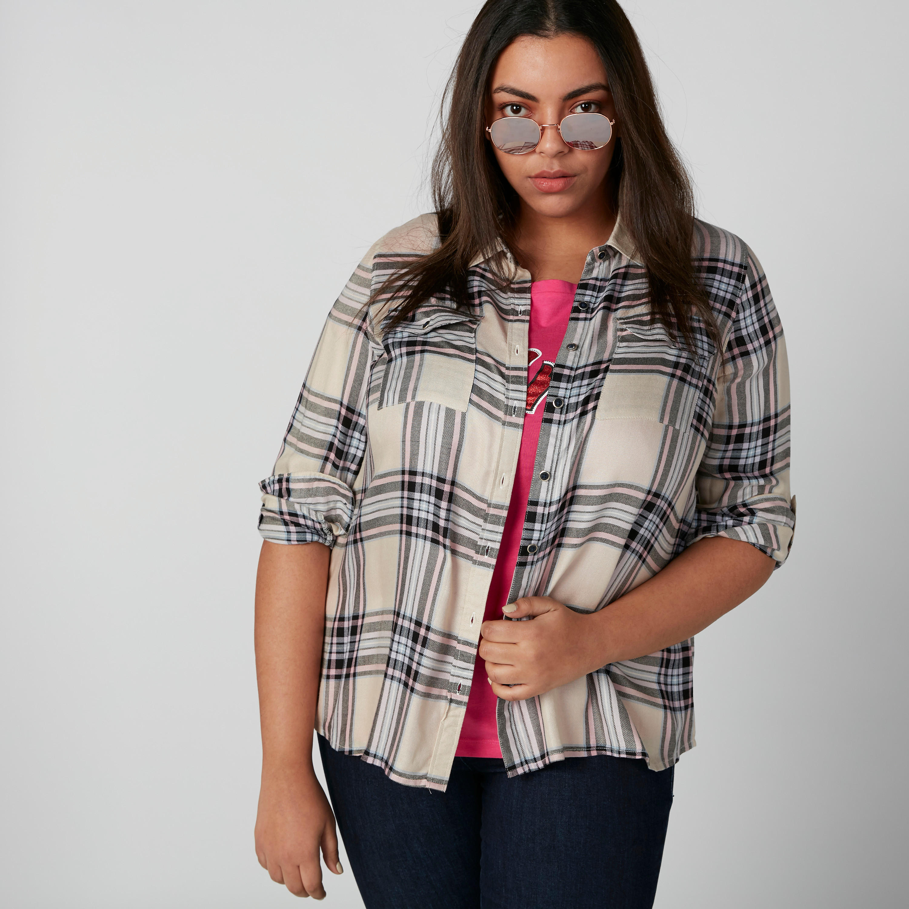 قميص كاروهات بأكمام طويلة وأزرار-women-clothing-shirtsandblouses-blouses-image-2