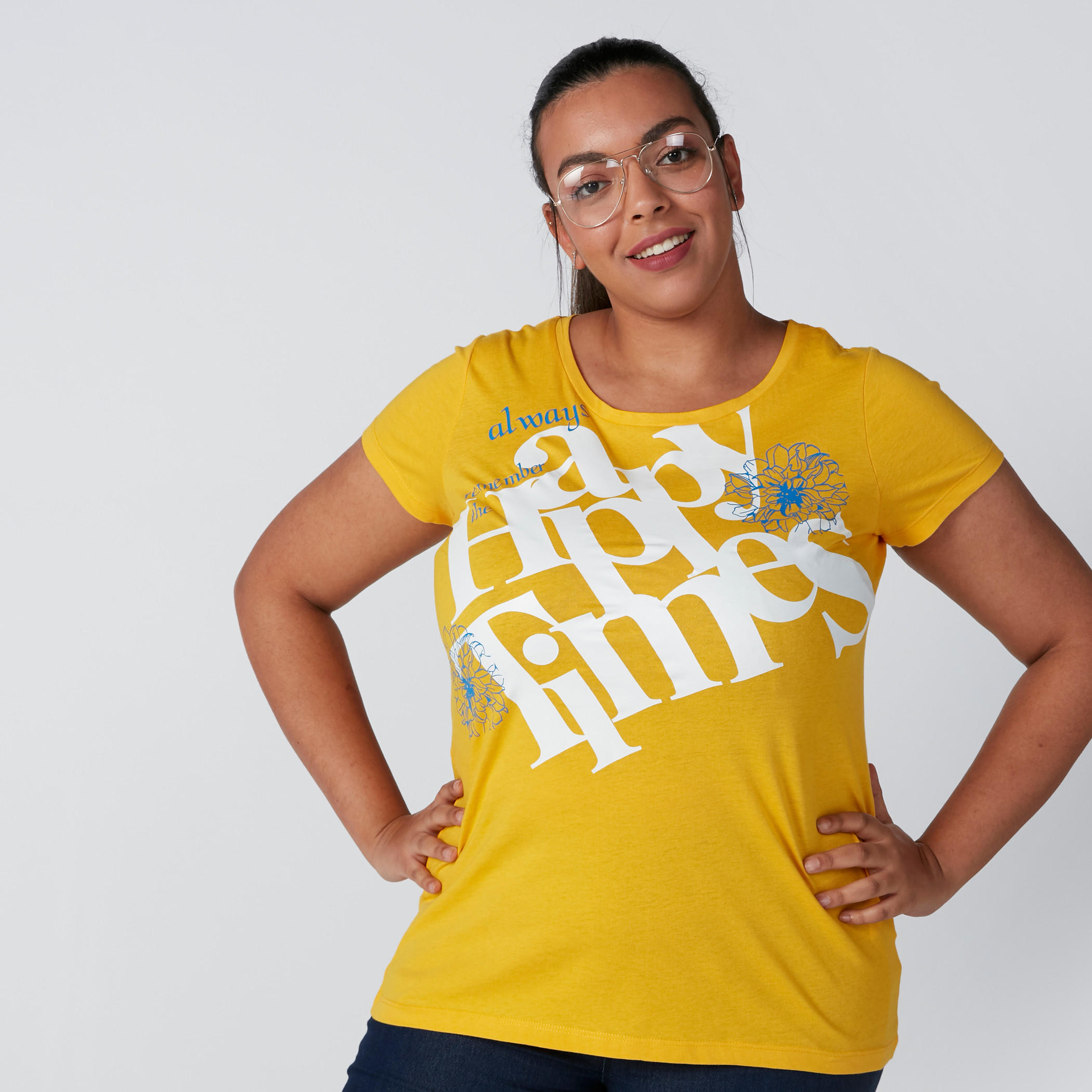 Printed T-Shirt with Short Sleeves and Round Neck-women-clothing-tshirts-image-1
