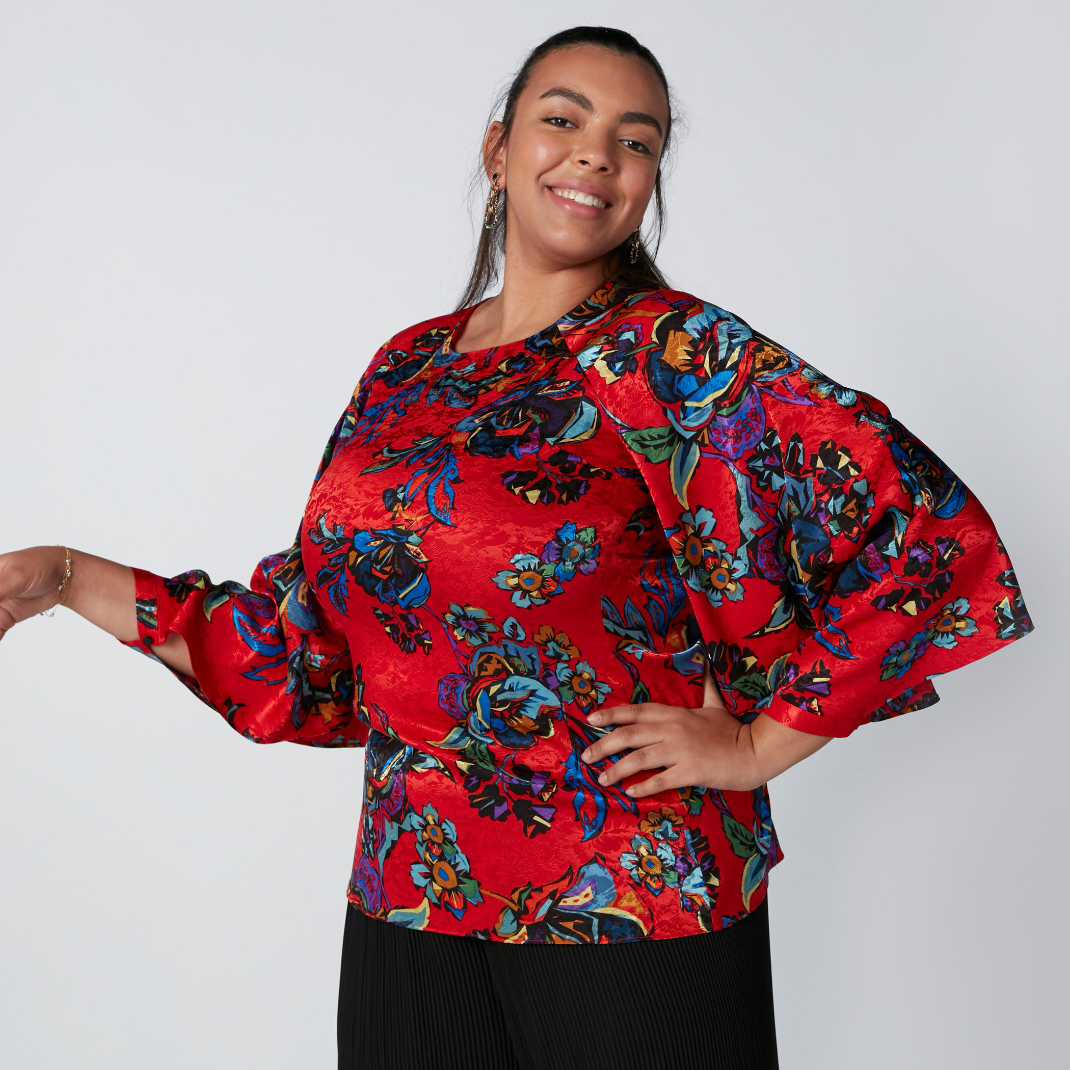 Floral Printed Top with Raglan Sleeves-women-clothing-shirtsandblouses-blouses-image-4