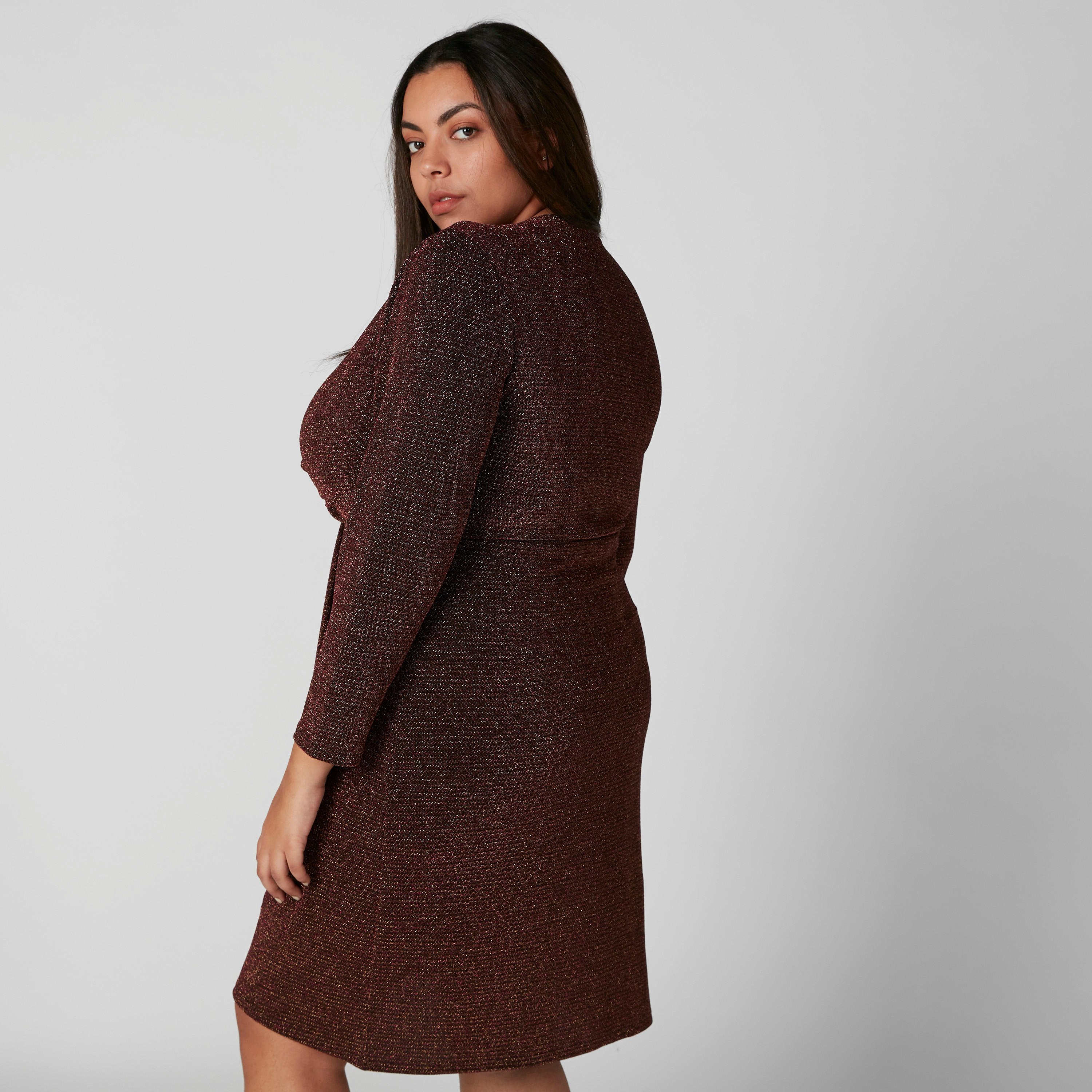 Textured Wrap Dress with Long Sleeves-women-clothing-dresses-image-2