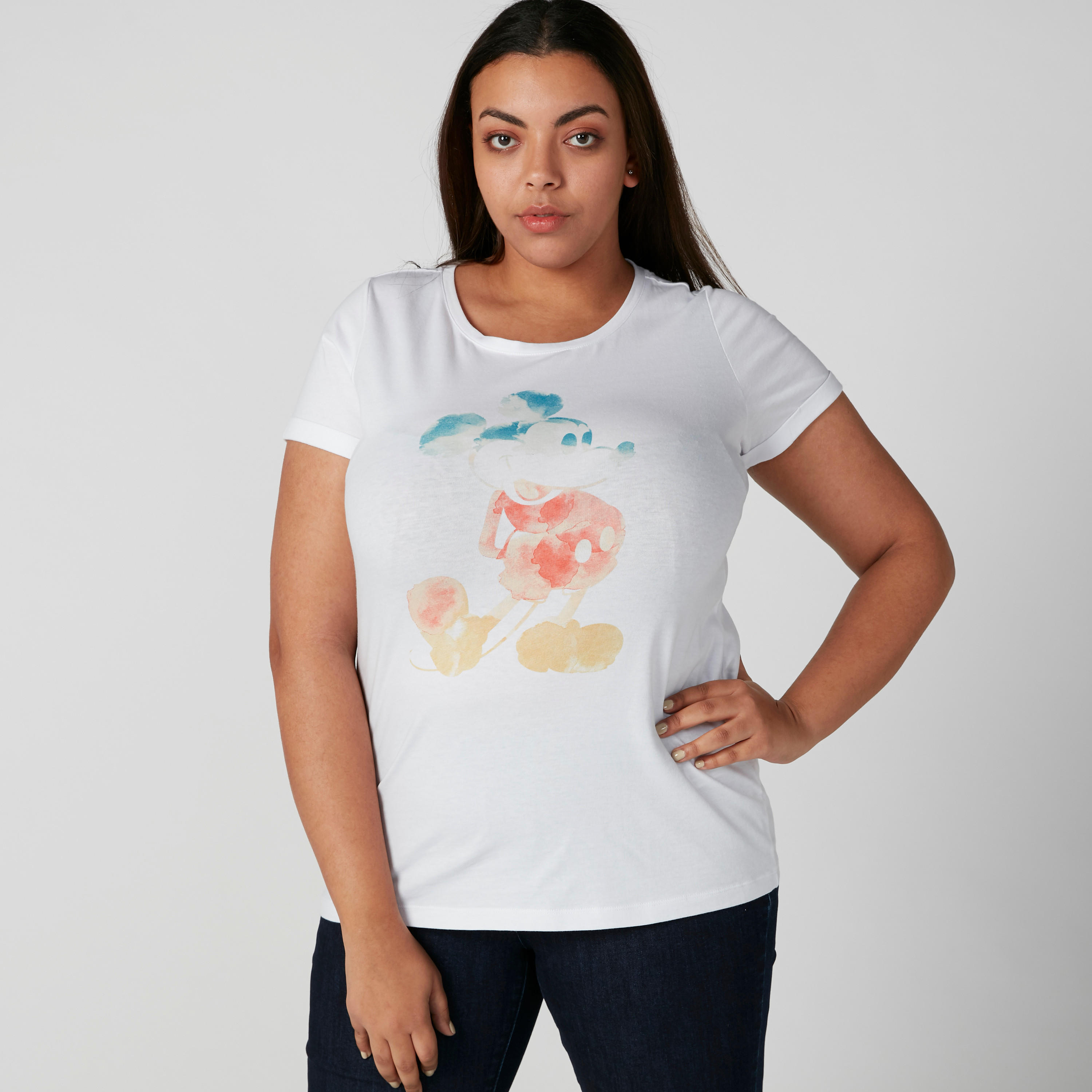 Mickey Mouse Printed T-Shirt with Round Neck-women-clothing-tshirts-image-1