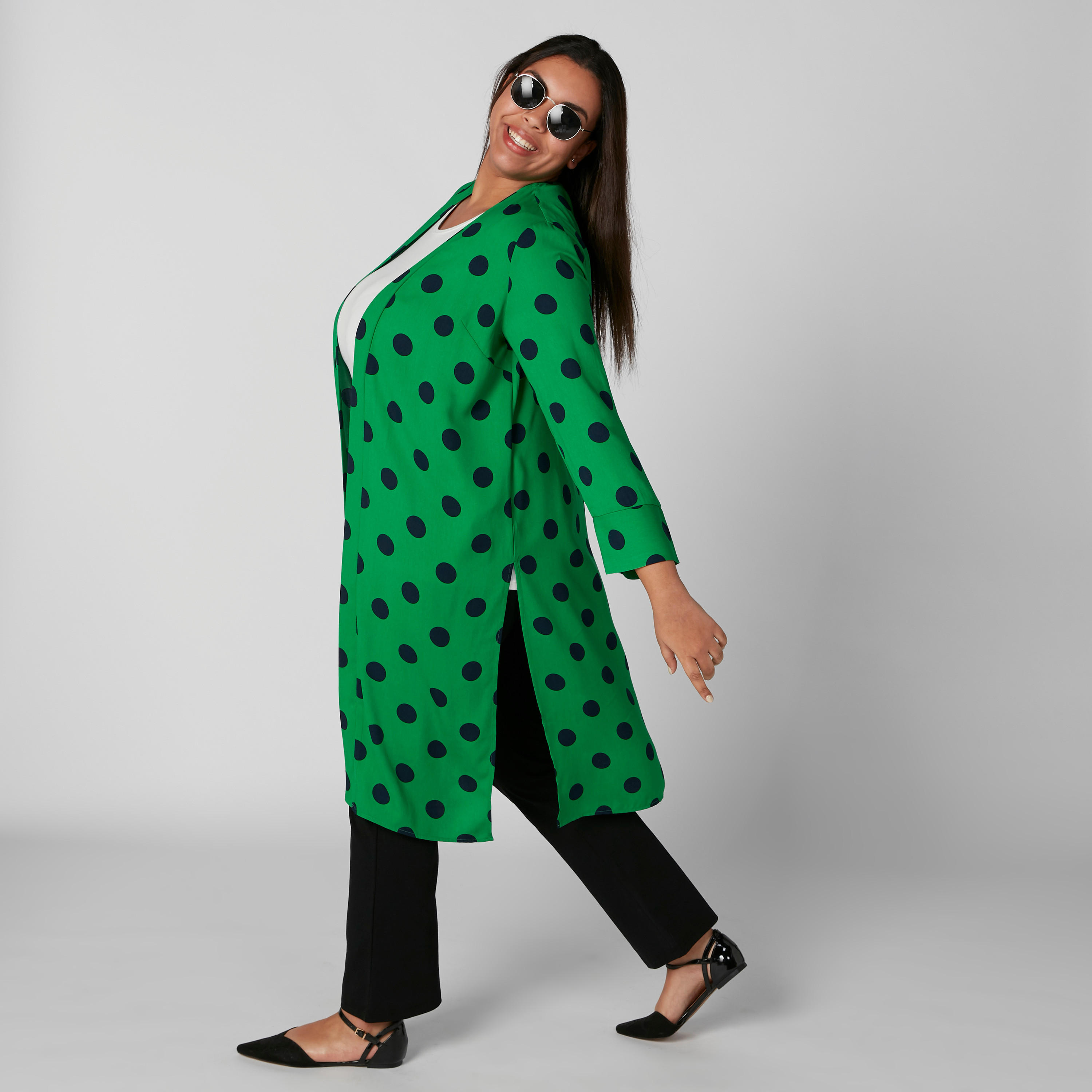سترة طويلة بطبعات منقطة وأكمام طويلة-women-winterwear-cardigansandjumpers-cardigans-image-2