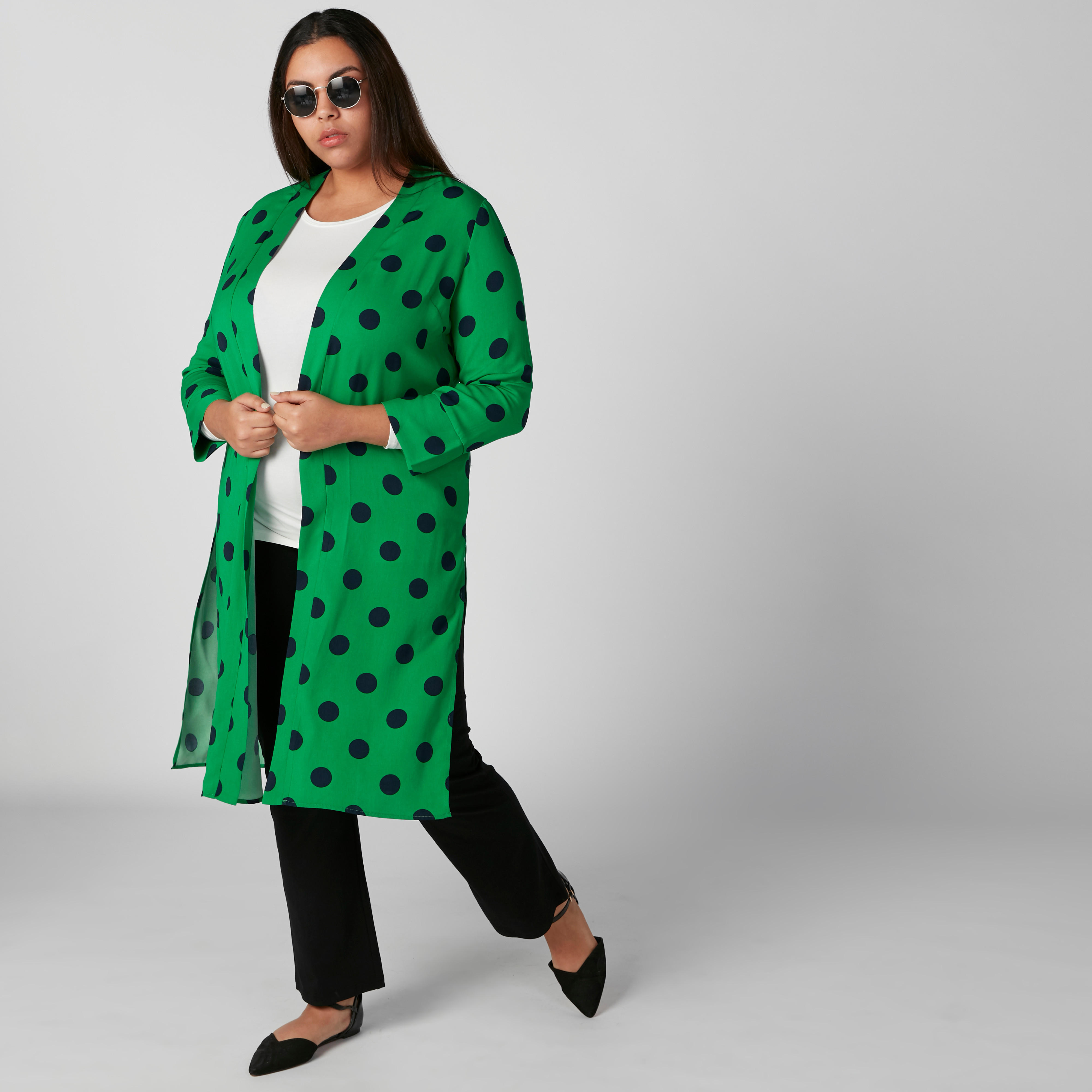 سترة طويلة بطبعات منقطة وأكمام طويلة-women-winterwear-cardigansandjumpers-cardigans-image-4