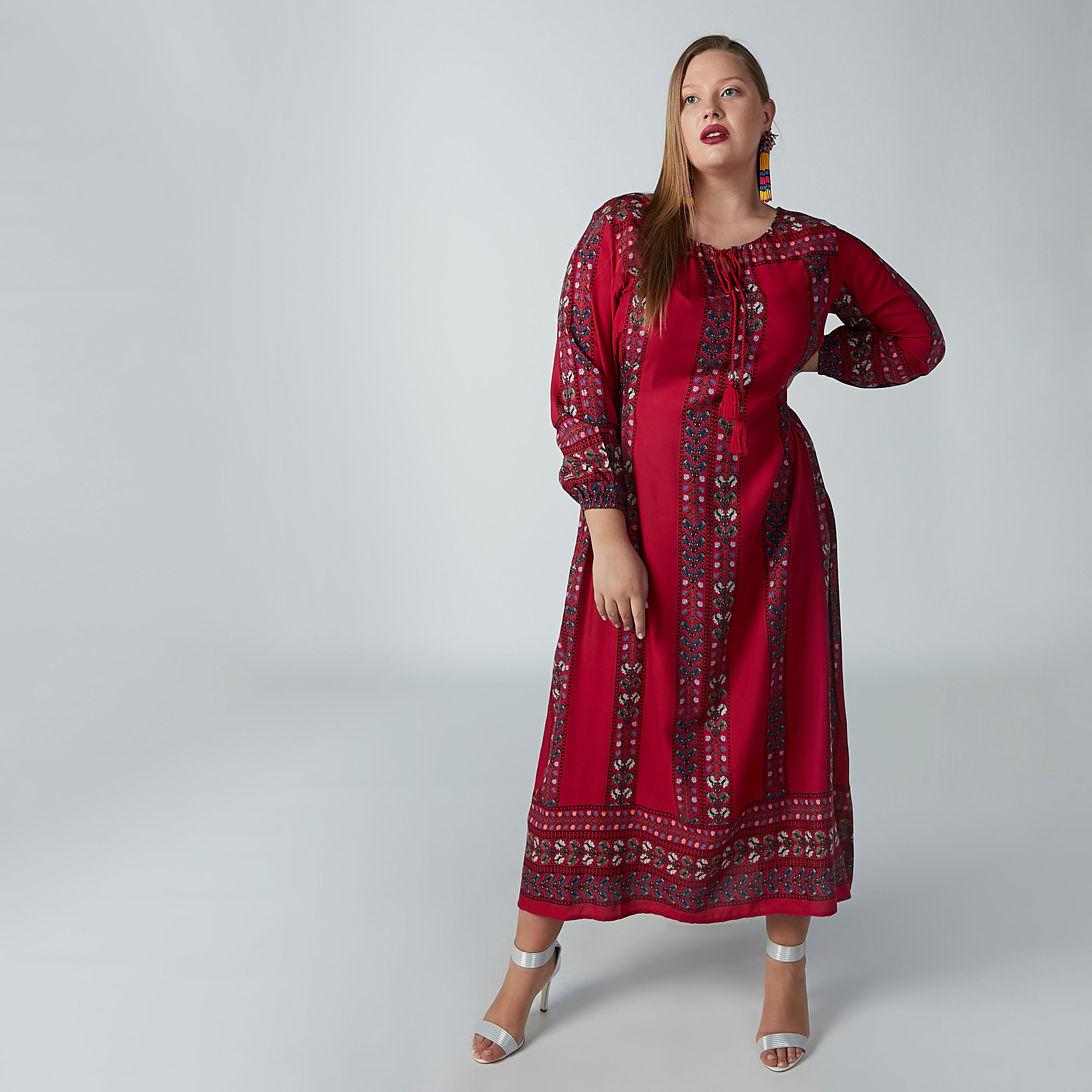 فستان طويل إيه لاين بياقة مستديرة وأكمام طويلة وطبعات-women-clothing-dresses-image-3
