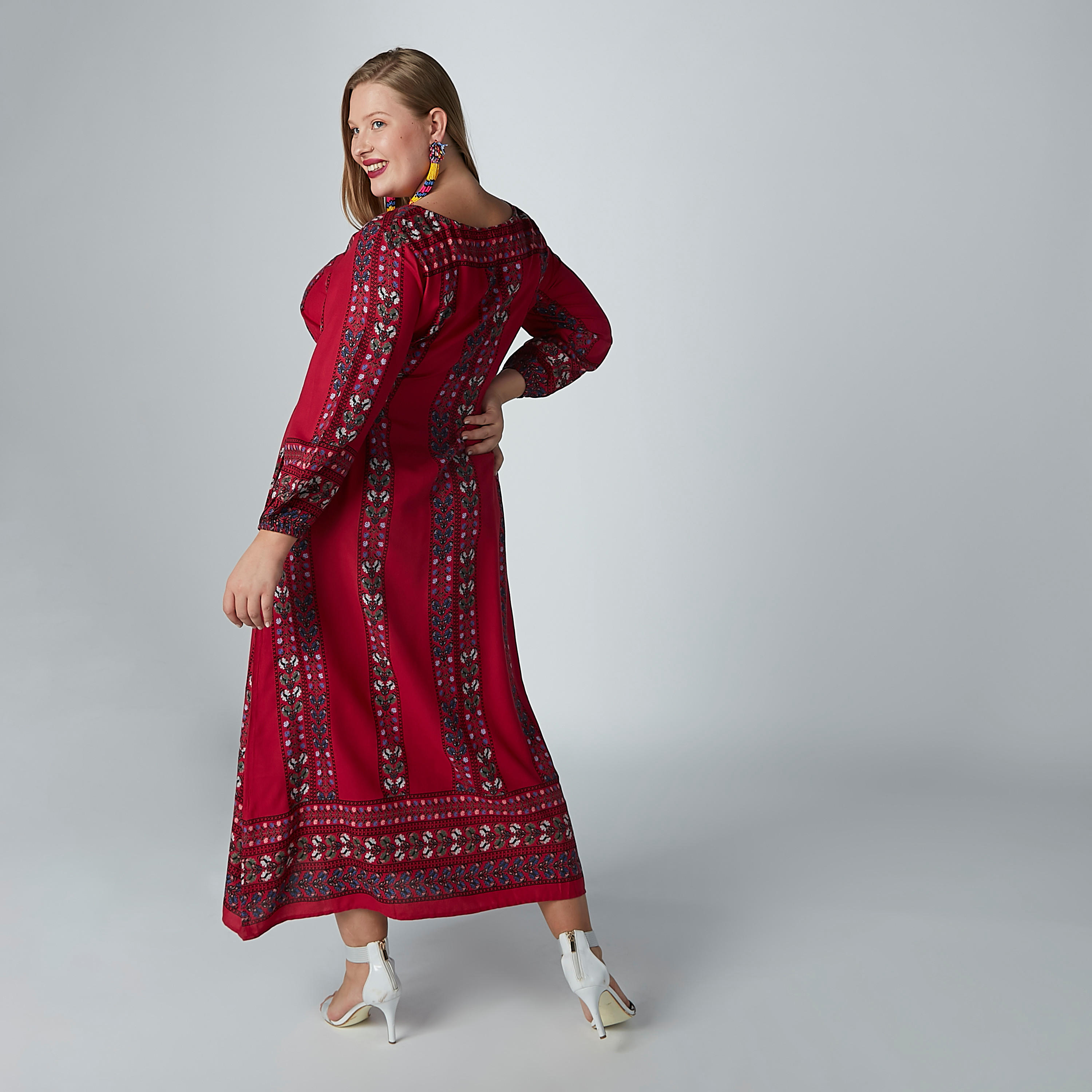 فستان طويل إيه لاين بياقة مستديرة وأكمام طويلة وطبعات-women-clothing-dresses-image-4