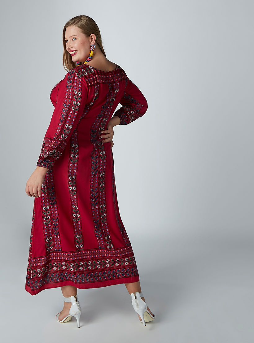 فستان طويل إيه لاين بياقة مستديرة وأكمام طويلة وطبعات-women-clothing-dresses-image-4