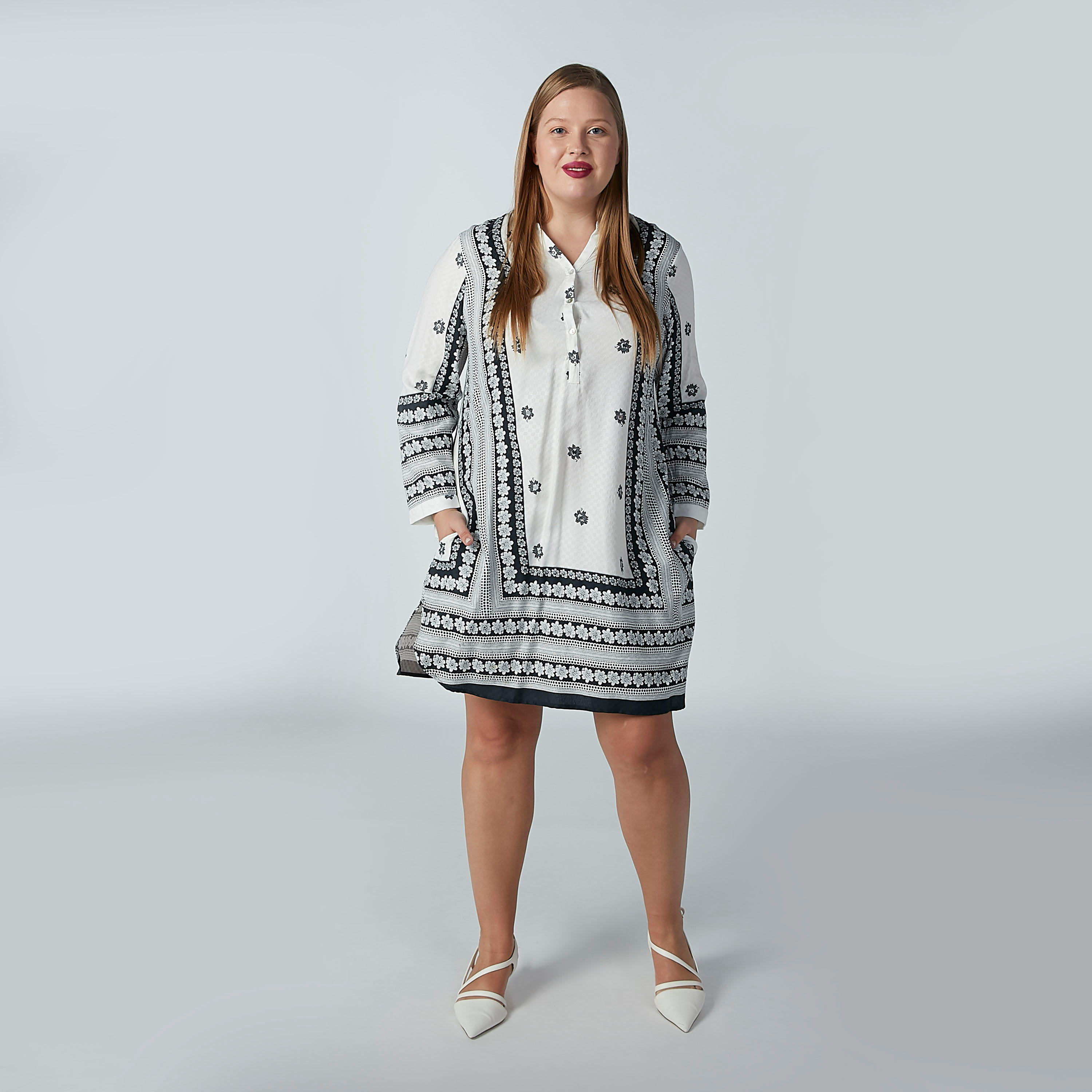 Printed Mini Dress with Long Sleeves and Pocket Detail-women-clothing-shirtsandblouses-blouses-image-2