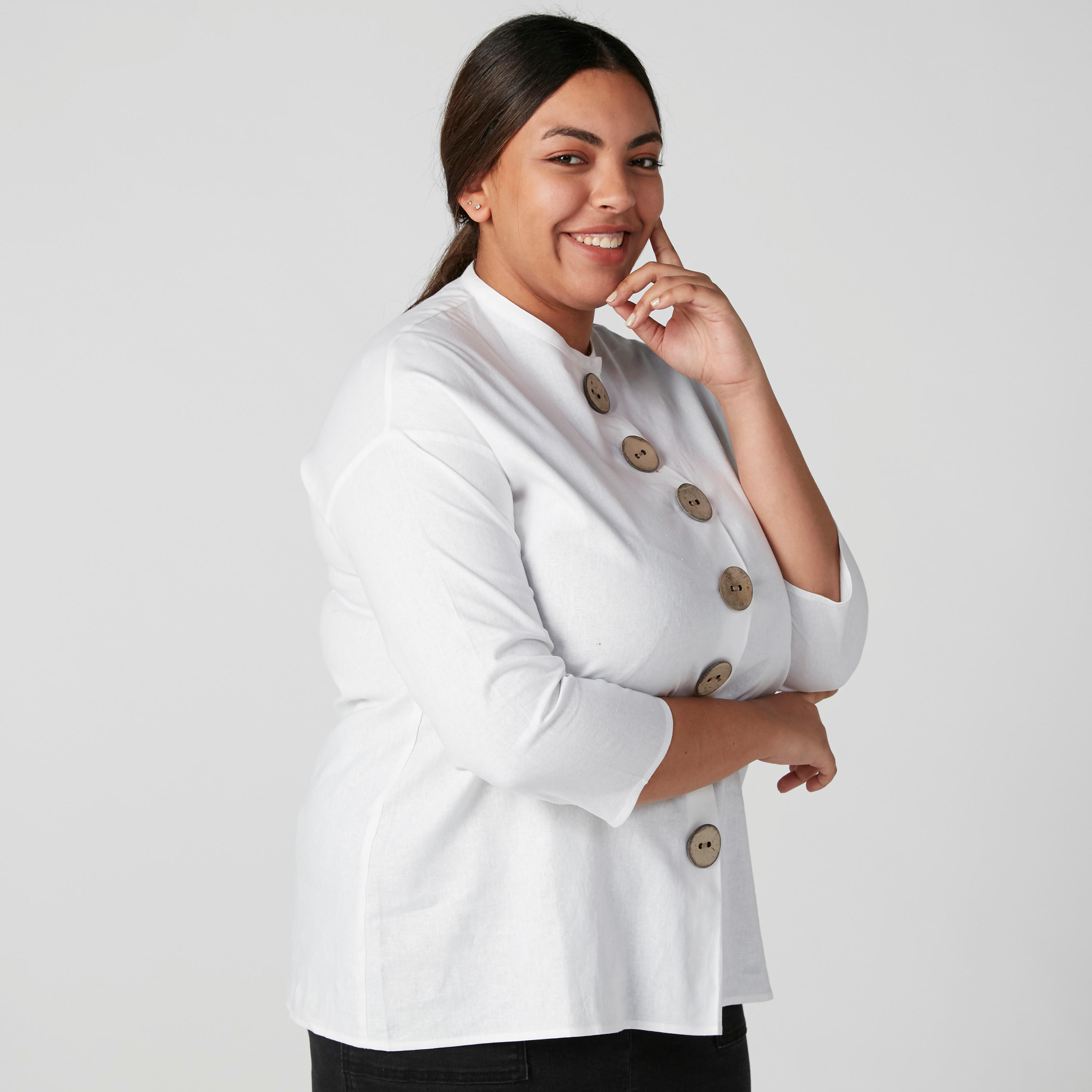 قميص بأكمام 3/4 وأزرار-women-clothing-shirtsandblouses-blouses-image-1