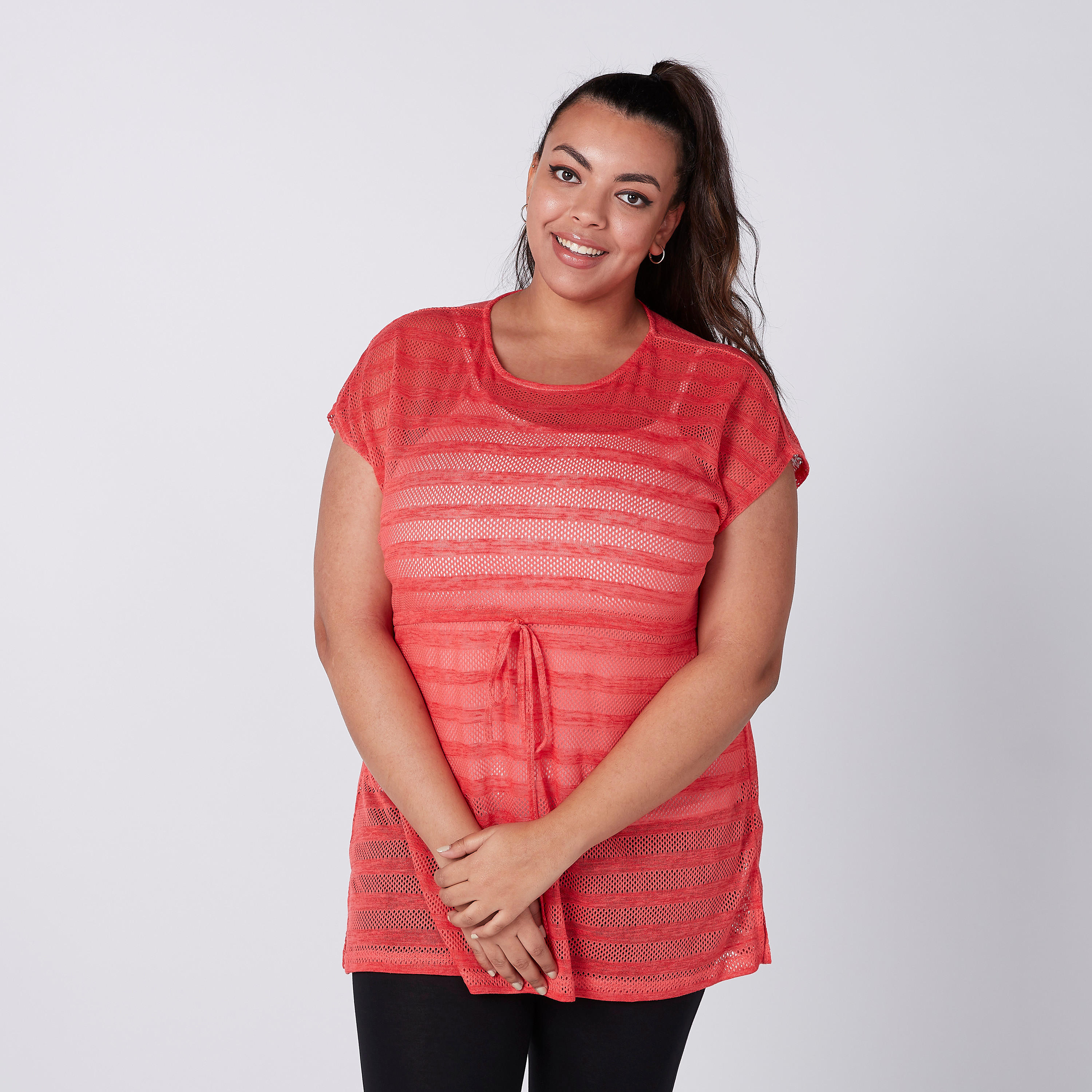 Textured Top with Extended Sleeves and Tie Ups-women-clothing-shirtsandblouses-blouses-image-1