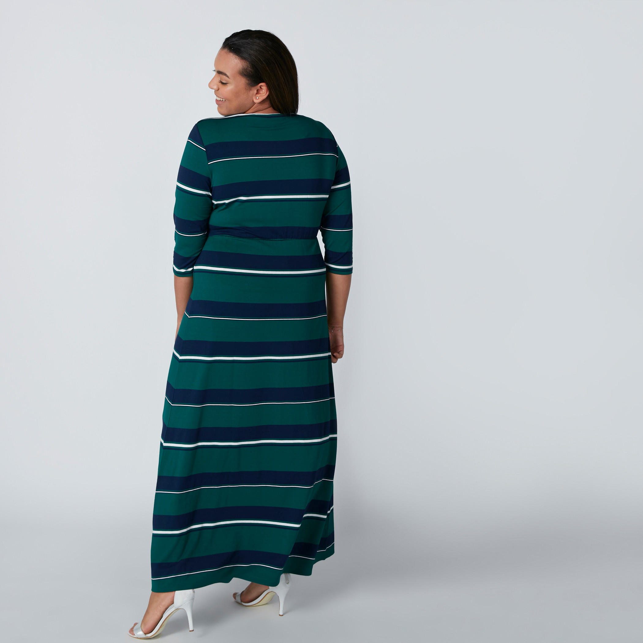 فستان طويل مقلّم بياقة V وأربطة-women-clothing-dresses-image-2